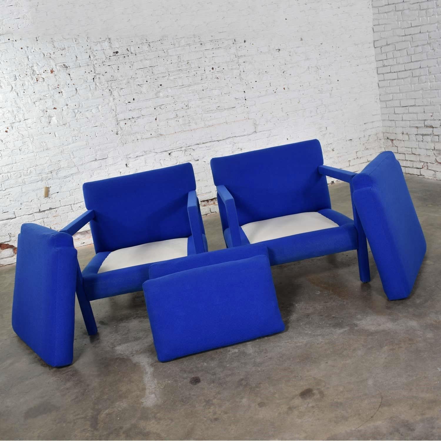 Pair of Modern Parsons Style Club Chairs in Royal Blue after Milo Baughman 6