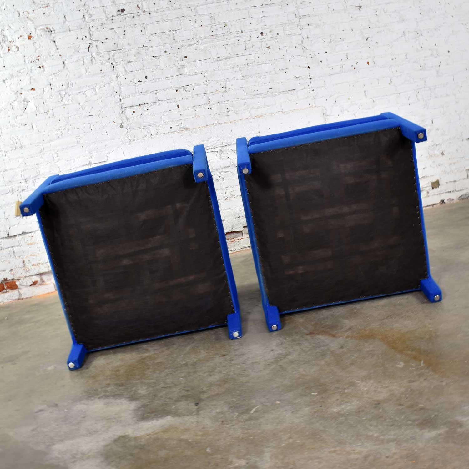Pair of Modern Parsons Style Club Chairs in Royal Blue after Milo Baughman 7