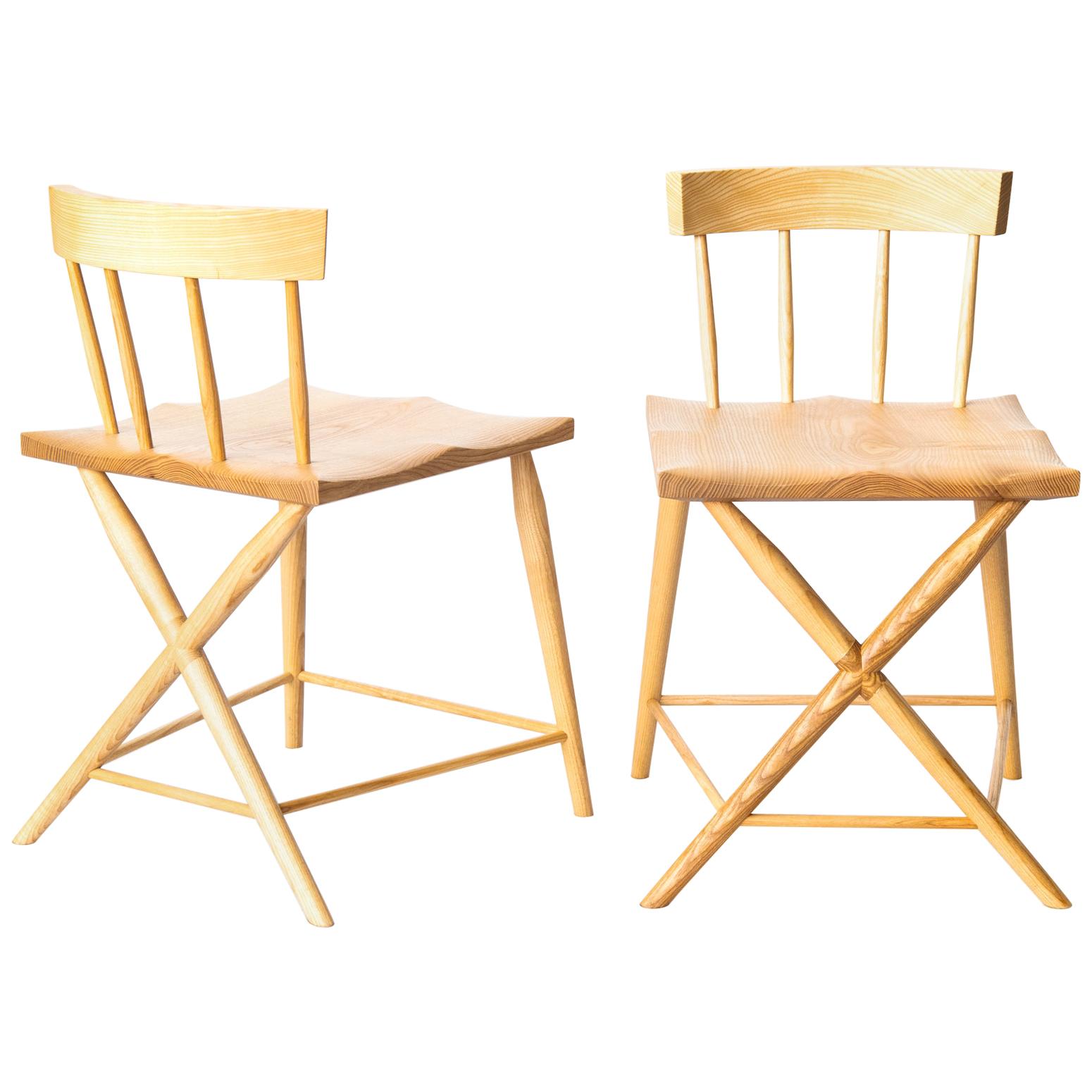 Pair of Modern Phinx Occasional / Side Chairs in Ash, Benchmade in Great Britain For Sale