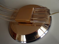 Pair of Modern Plexi Glass Chrome and Brass Table Lamps by RELCO Milano