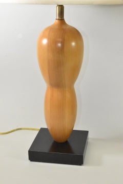 Pair Modern Sculptural Organic Form Wood Table Lamps