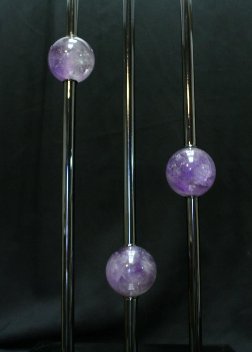 Pair of Modern Style Amethyst Quartz Lamps In Excellent Condition For Sale In Cypress, CA