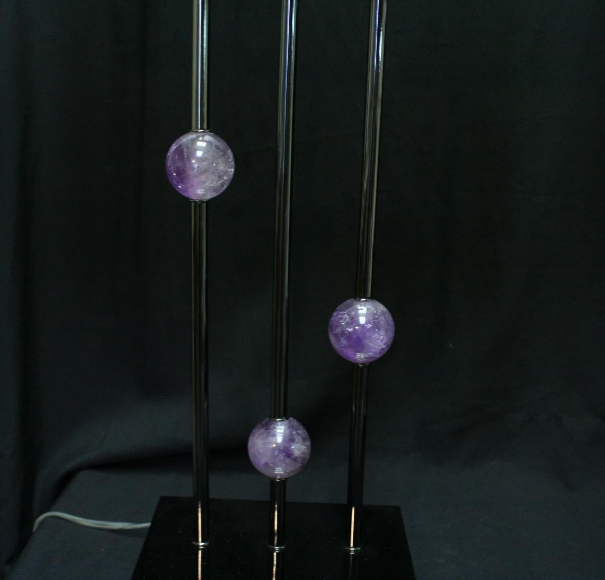 Contemporary Pair of Modern Style Amethyst Quartz Lamps For Sale