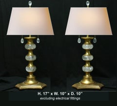 Pair Modern Style Rock Crystal and Giltwood Table Lamps
