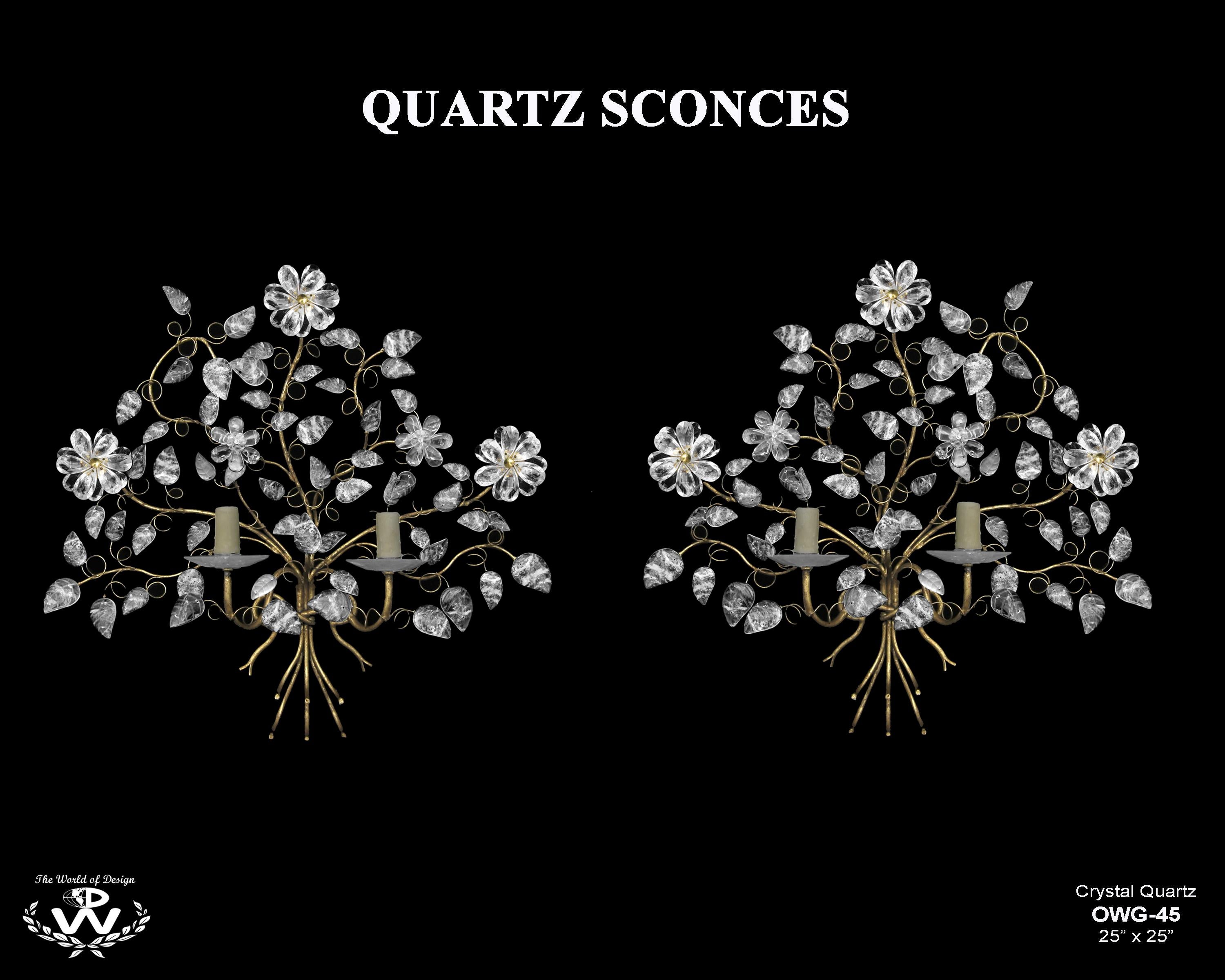 Paar Modern Style Rock Crystal Floral Sconces (Moderne) im Angebot