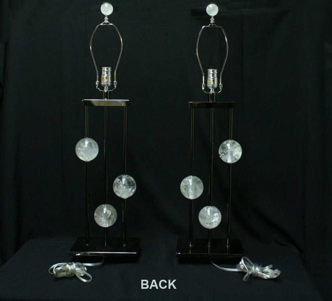 Pair of Modern Style Rock Crystal Lamps For Sale 8