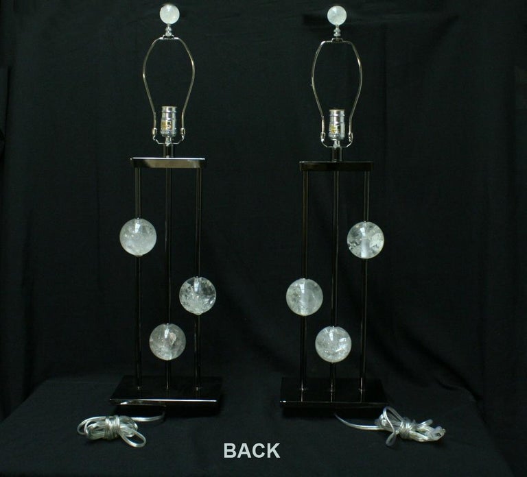 Pair of Modern Style Rock Crystal Lamps For Sale 7