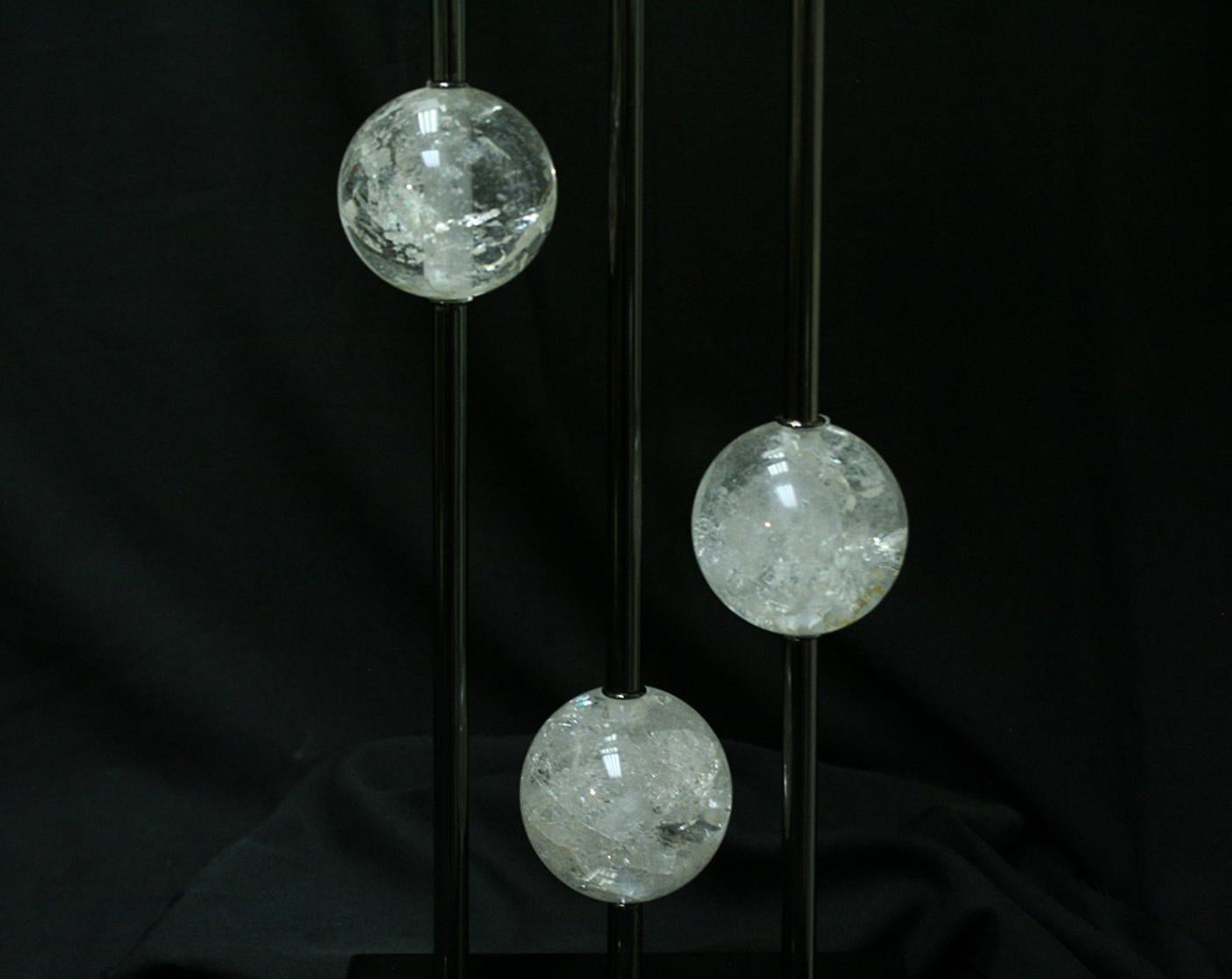 Polished Pair of Modern Style Rock Crystal Lamps For Sale