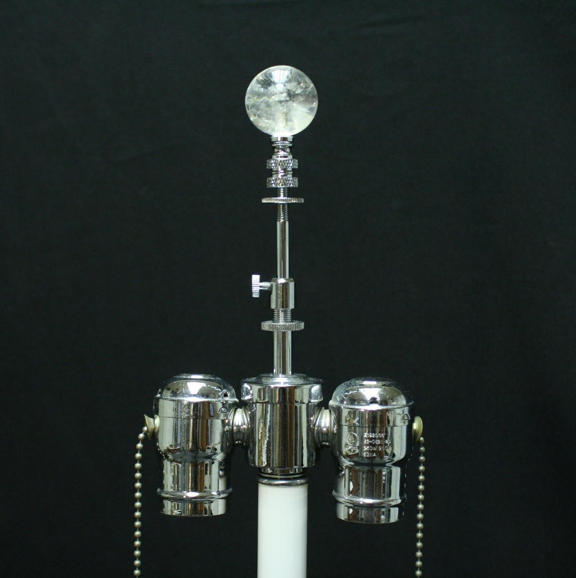 20th Century Pair of Modern Style Rock Crystal Smooth Ball Lamps For Sale
