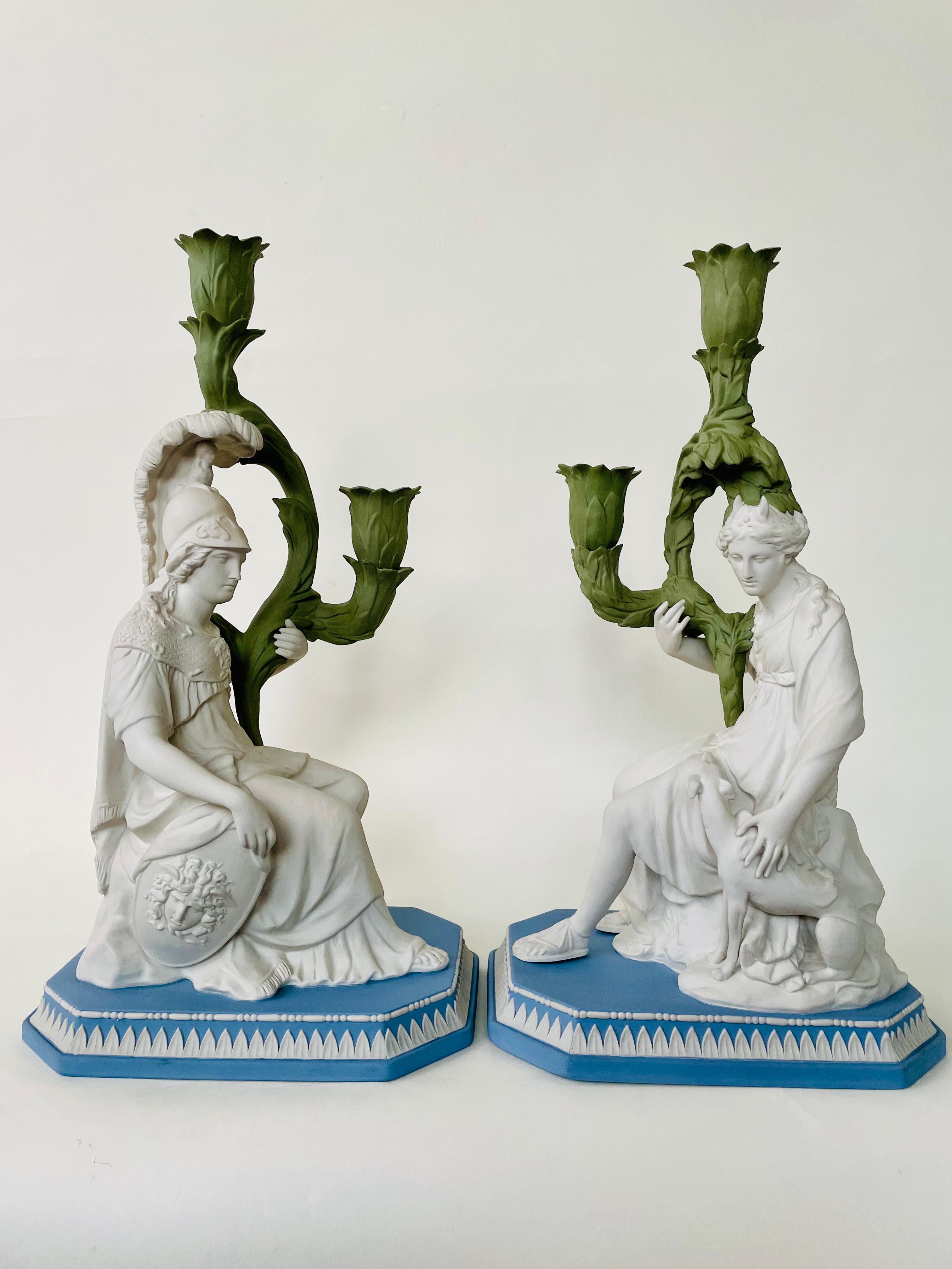 Paire de chandeliers modernes à deux branches en grès jaspé tricolore de Wedgwood en vente 7