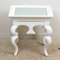 Pair Modern White Lacquered Side Tables