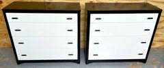 Pair Moderne Black & White Lacquered Steel Chests by Norman Bel Geddes, Restored