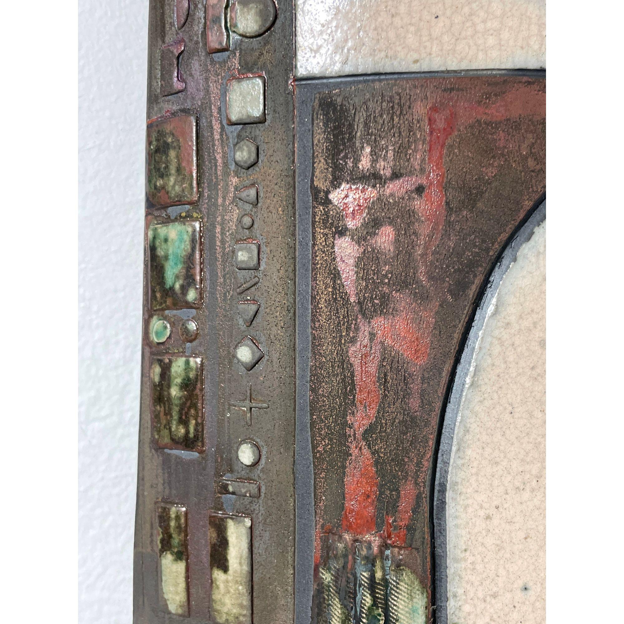 Pair Modernist Abstract Studio Ceramic Totem Wall Sculptures by Doug DeLind 3
