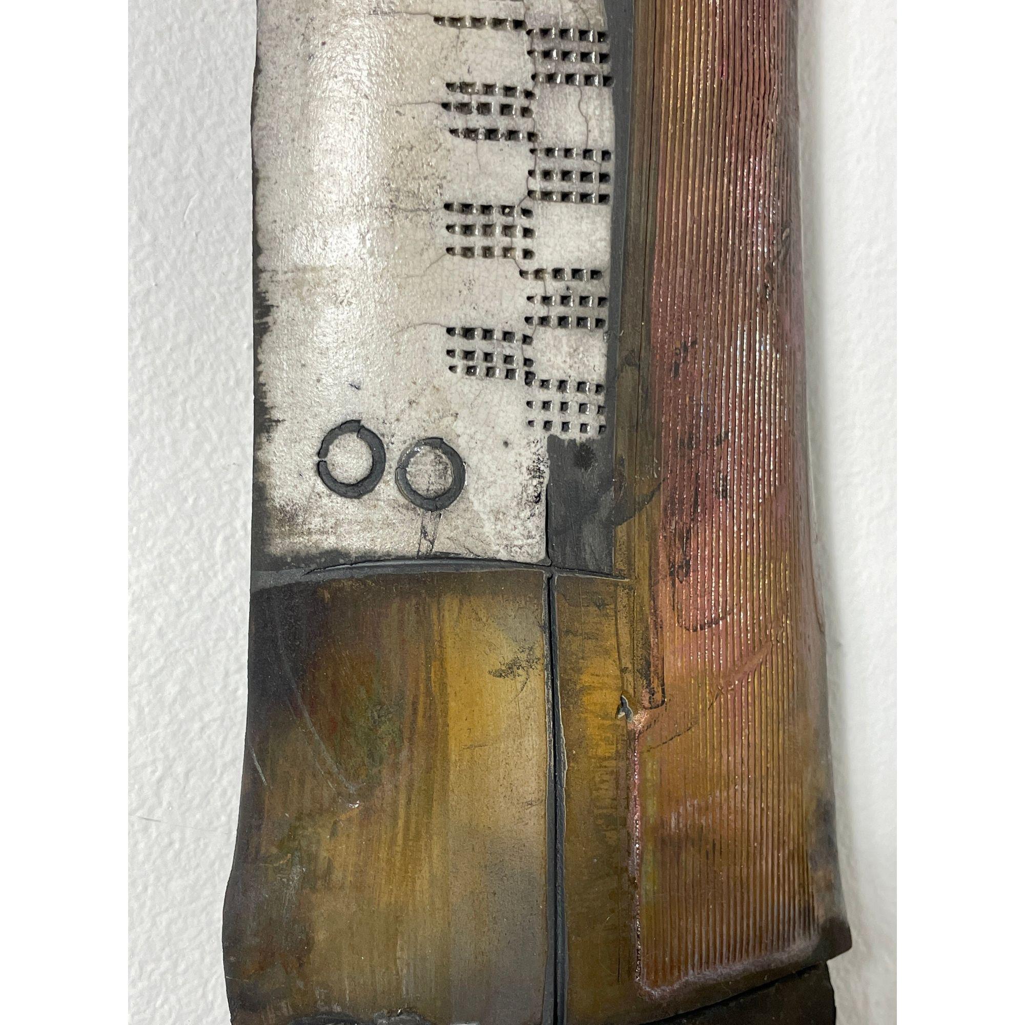 Pair Modernist Abstract Studio Ceramic Totem Wall Sculptures by Doug DeLind 4