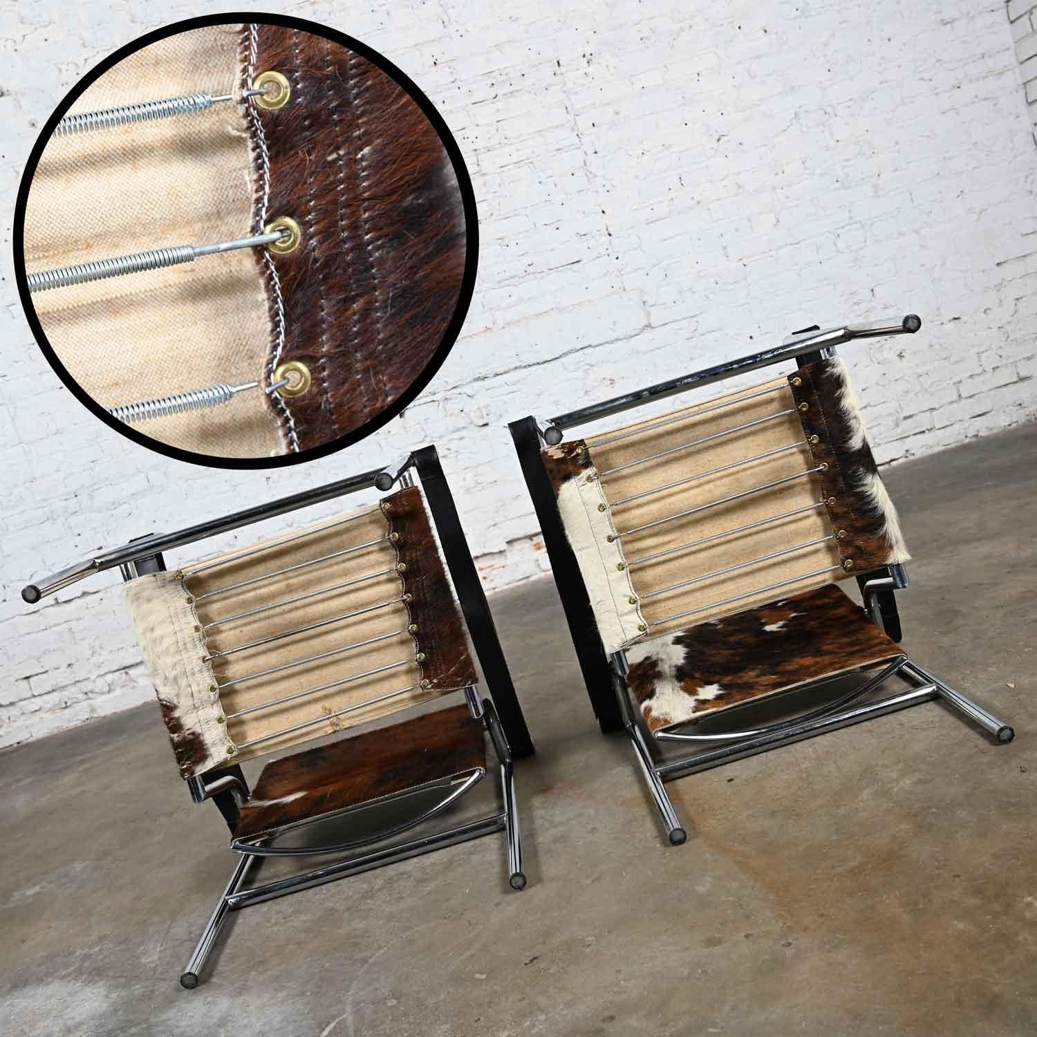 Pair Modernist Bauhaus Basculant LC1 Sling Chairs Attributed to Le Corbusier 6