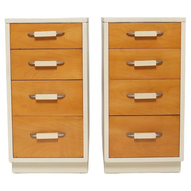 Pair modernist bed tables by Eliel and Pipsan Saarinen for Johnson