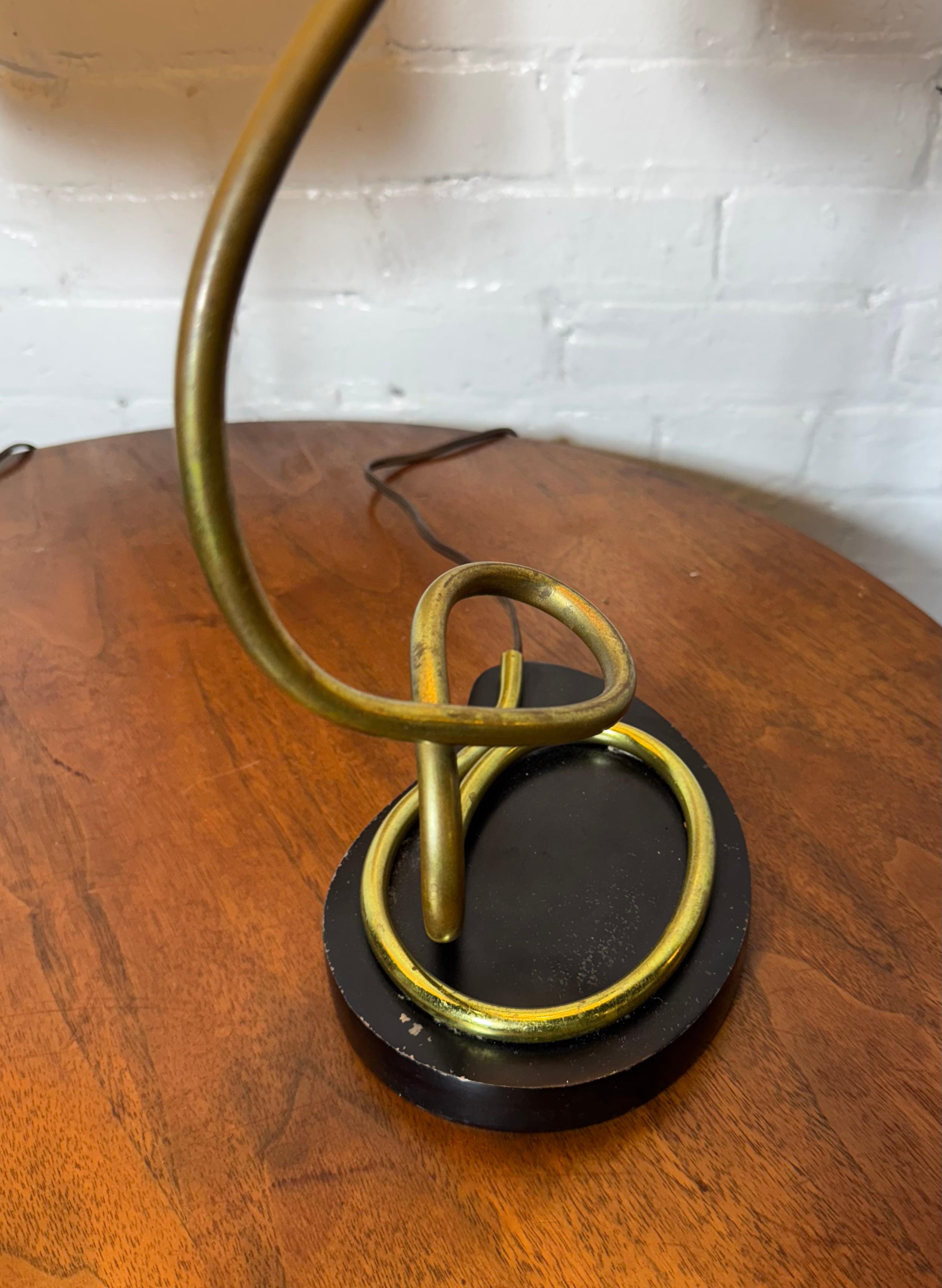 Pair Modernist Coil Brass and Metal Table Lamps , Majestic / Heifetz For Sale 5