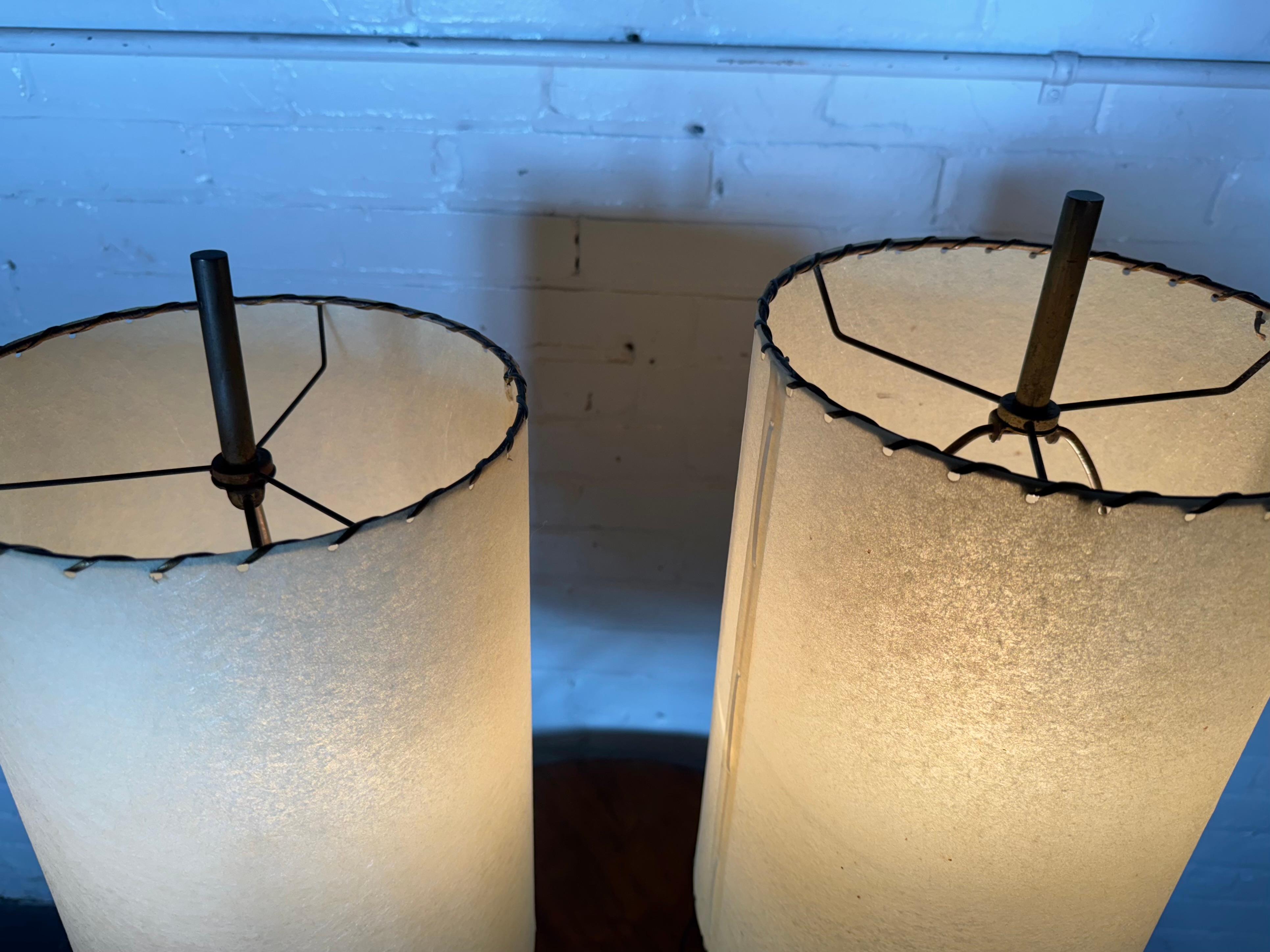Pair Modernist Coil Brass and Metal Table Lamps , Majestic / Heifetz In Good Condition For Sale In Buffalo, NY
