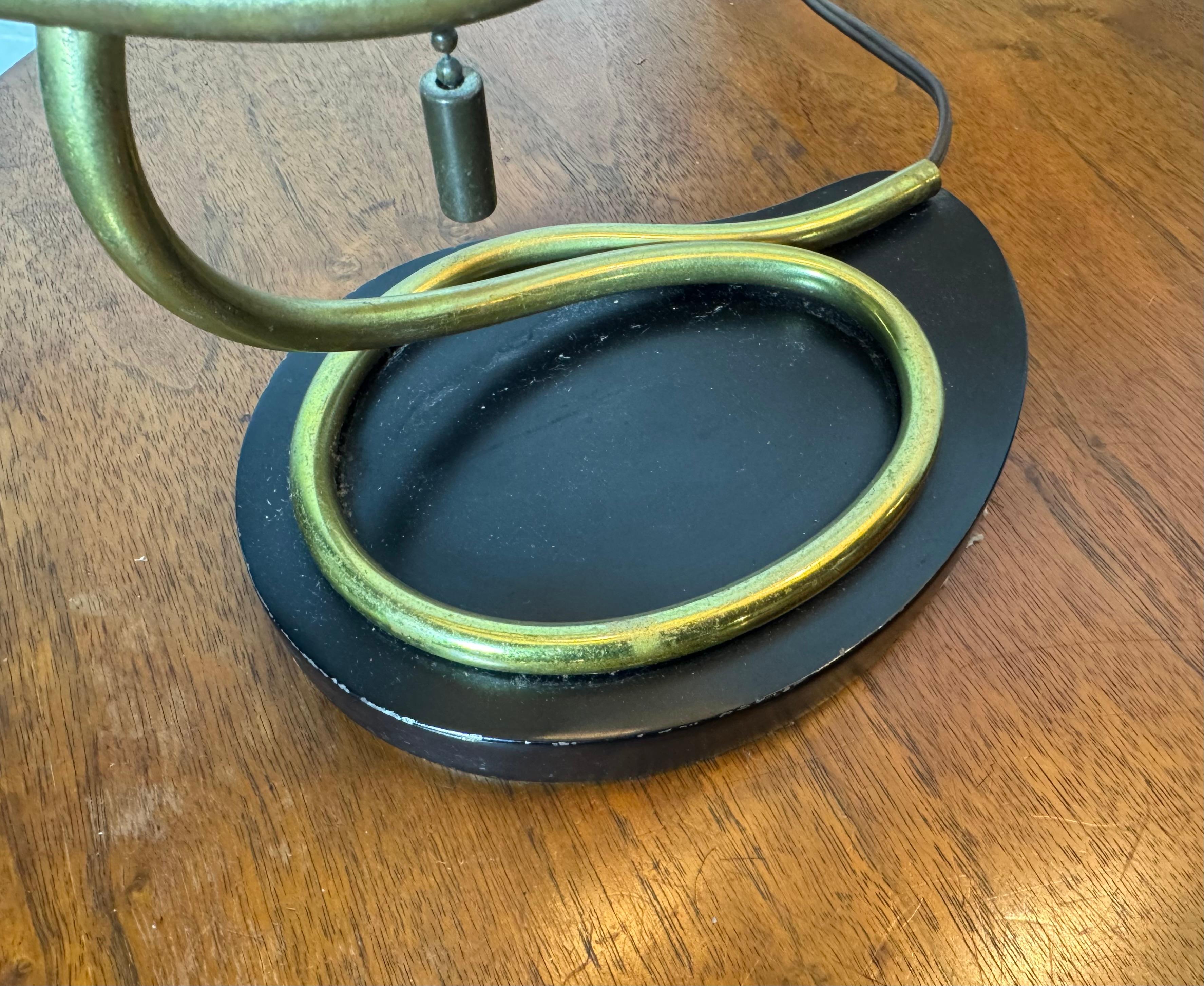 Pair Modernist Coil Brass and Metal Table Lamps , Majestic / Heifetz For Sale 2