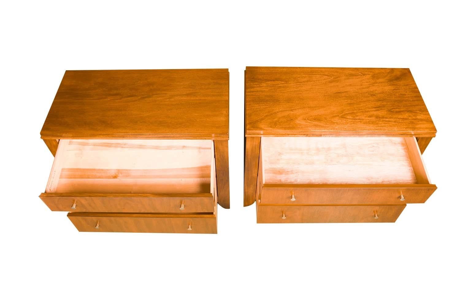 Pair Modernist Ethan Allen Radius Bachelor Chest Dressers For Sale at