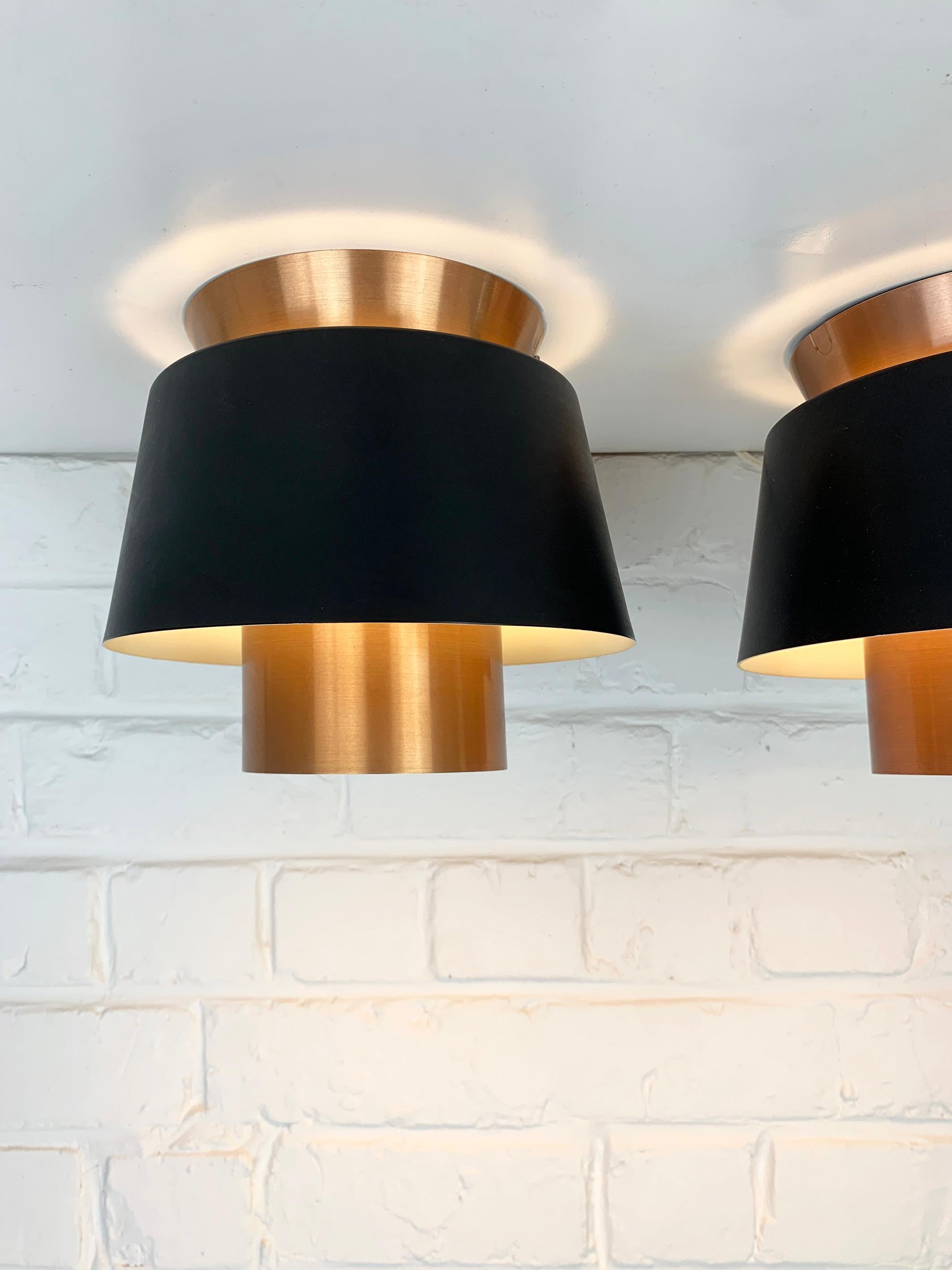 Scandinave moderne Paire de lampes affleurantes modernistes par Jørn Utzon pour Nordisk Solar, Danemark, années 1960 en vente