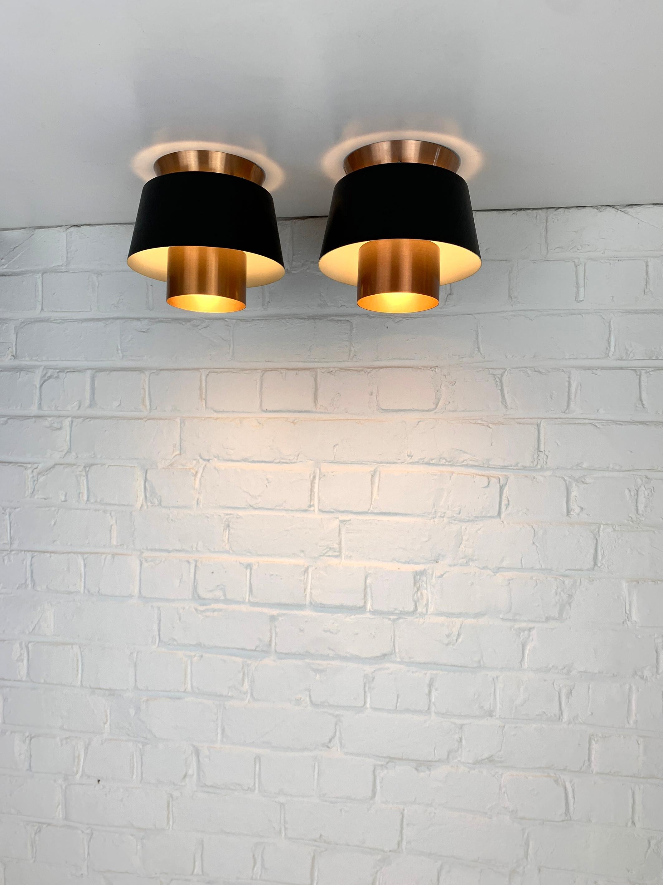 Paire de lampes affleurantes modernistes par Jørn Utzon pour Nordisk Solar, Danemark, années 1960 Bon état - En vente à Vorst, BE