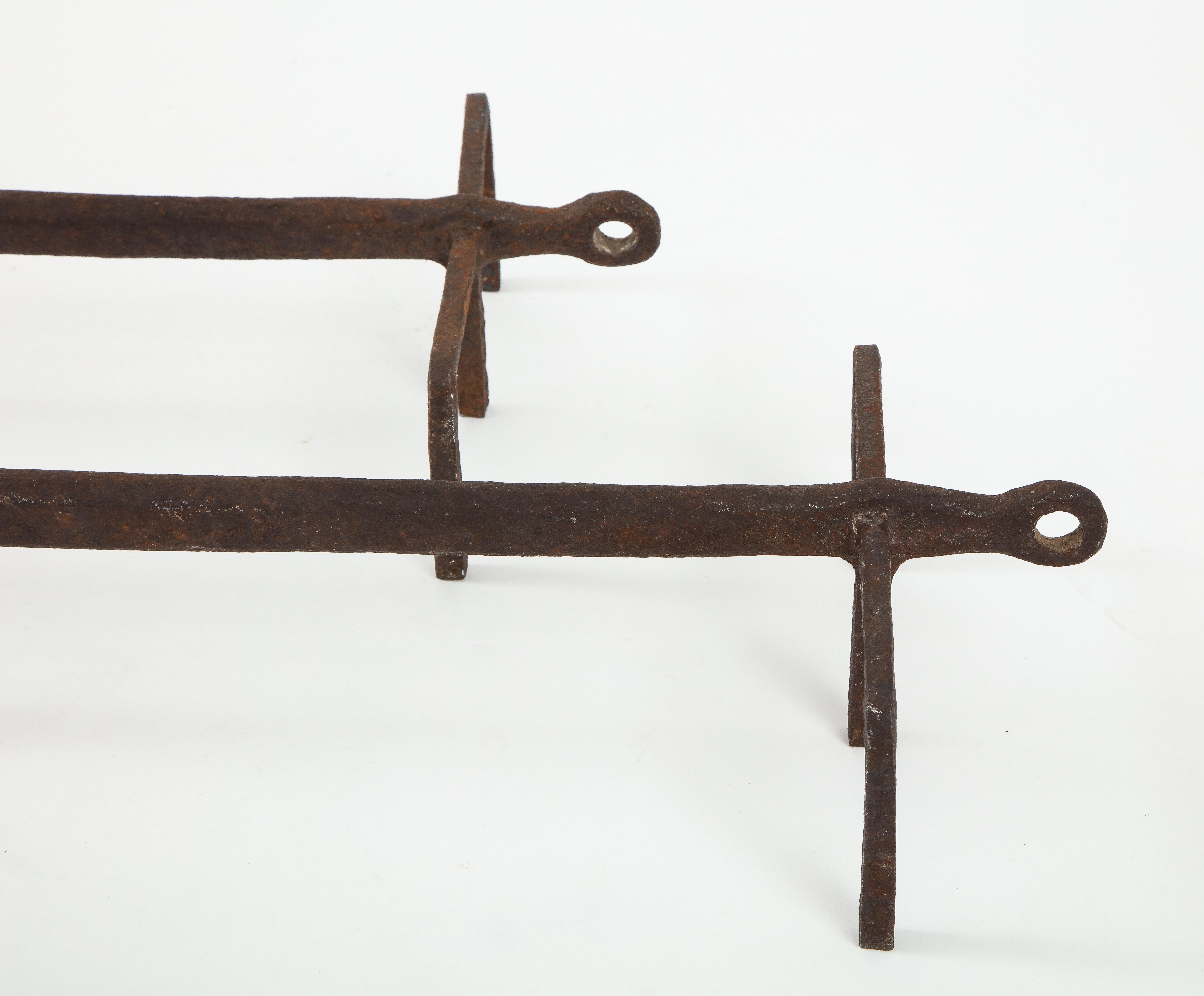Pair of Modernist Handwrought Fireplace Andirons 2