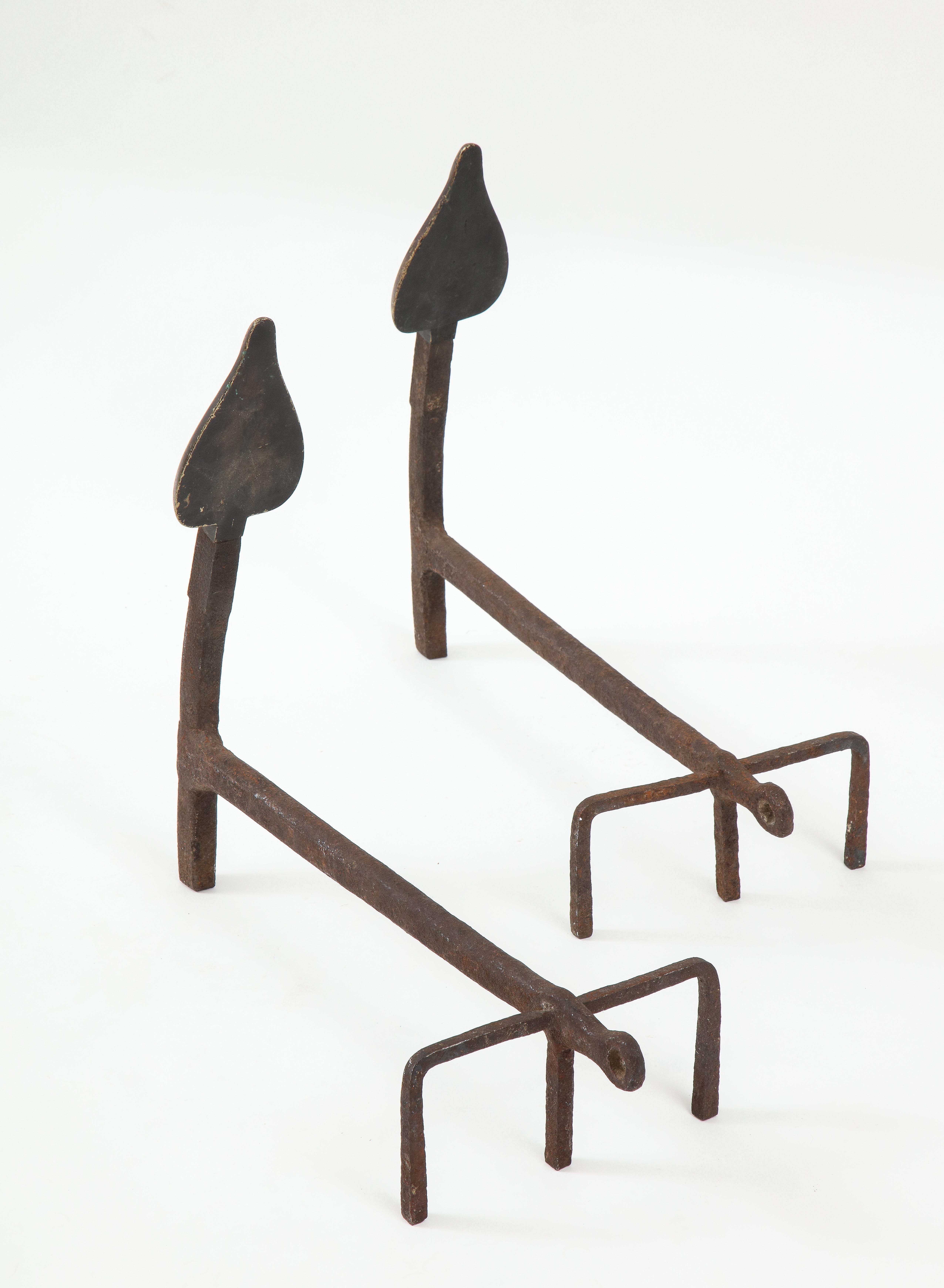 Pair of Modernist Handwrought Fireplace Andirons 3