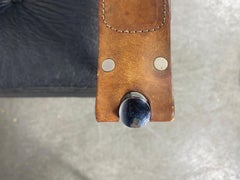 Pair Modernist Lc1 Safari Style Leather Strap Arm /Chrome Frame Sling Chairs