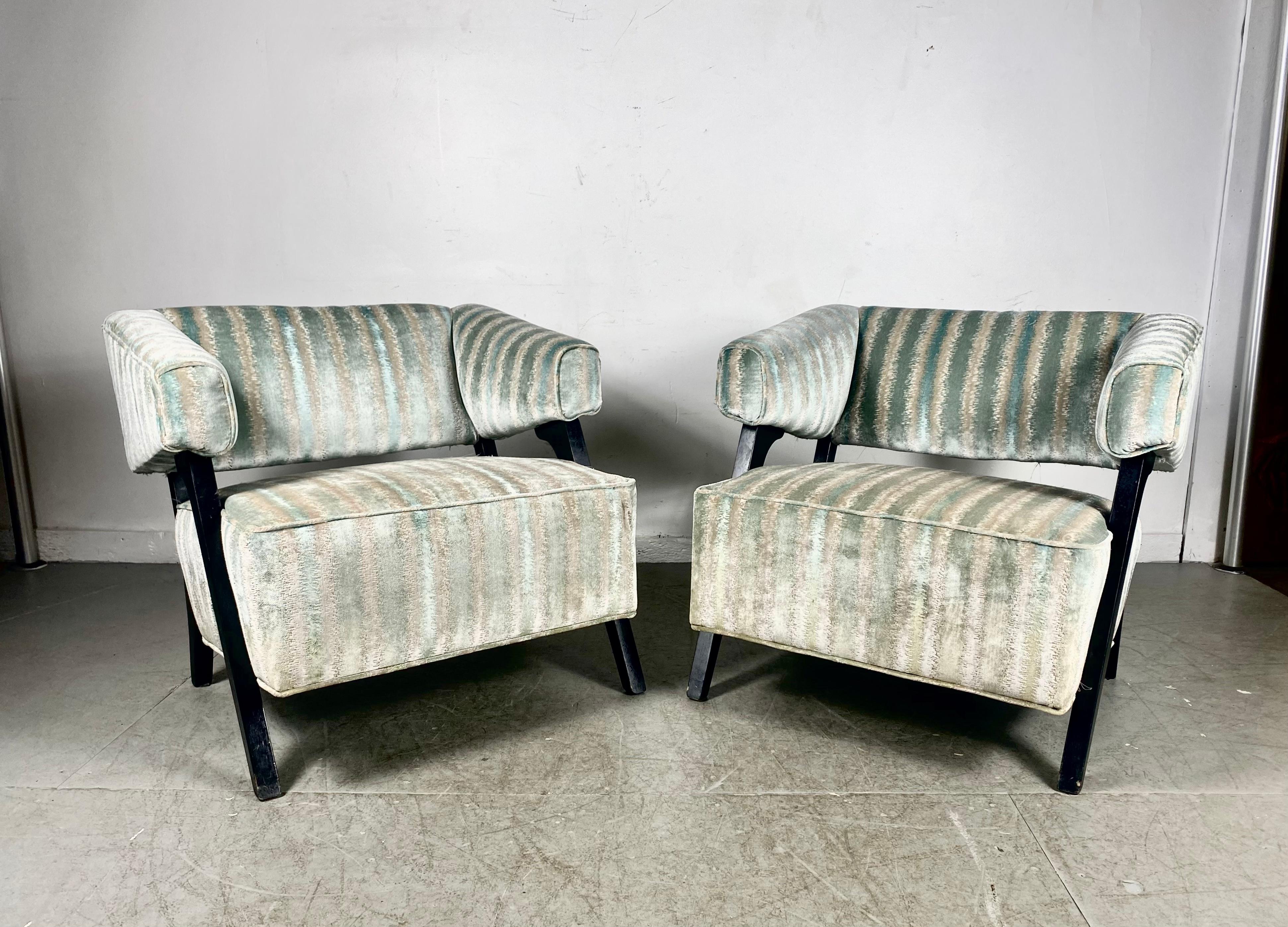American Pair Modernist Lounge Chairs, Attributed to Karpen of California
