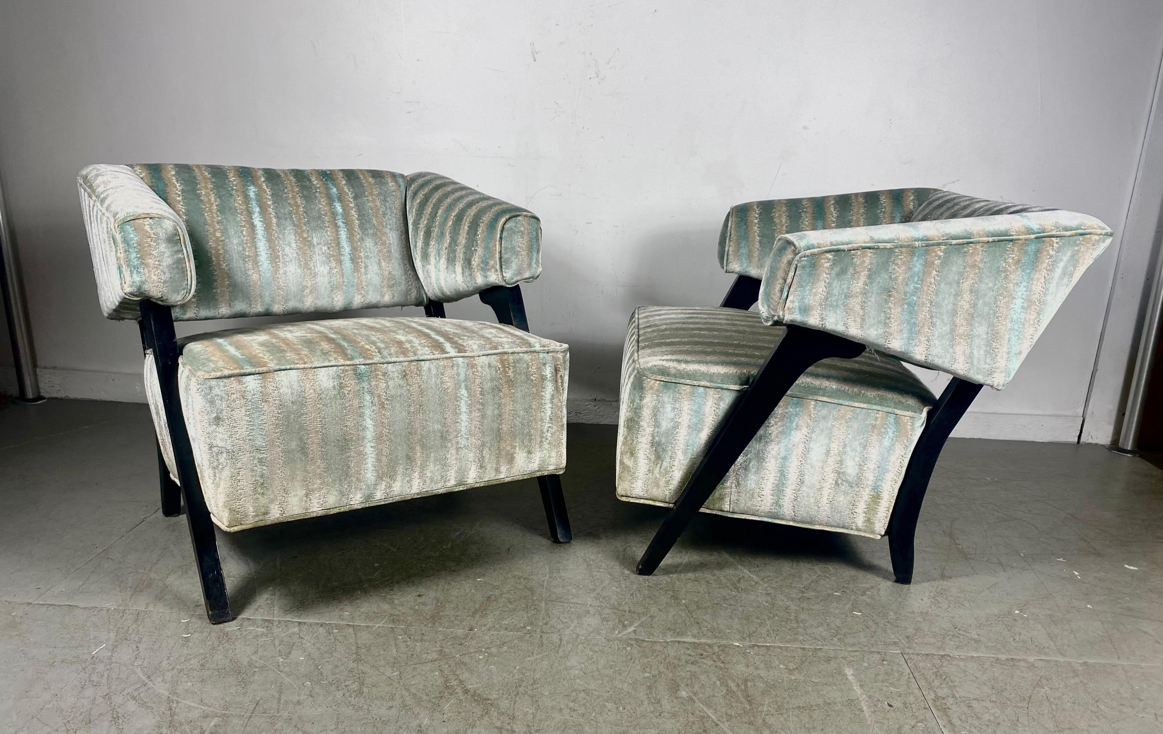 Mid-20th Century Pair Modernist Lounge Chairs, Attributed to Karpen of California