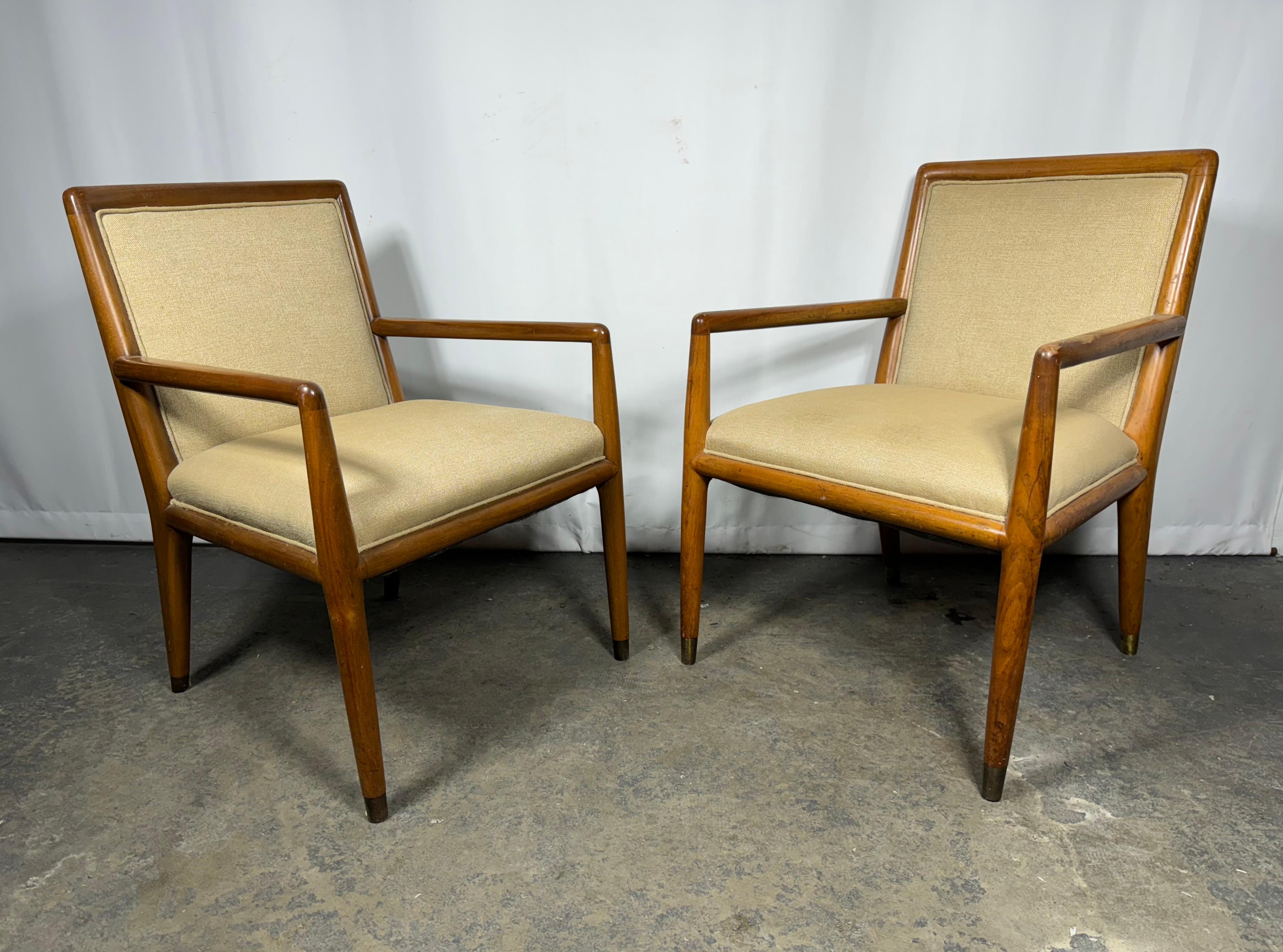 Milieu du XXe siècle Paire de chaises longues modernistes attribuées à T.H. Robsjohn Gibbings / Widdicomb en vente