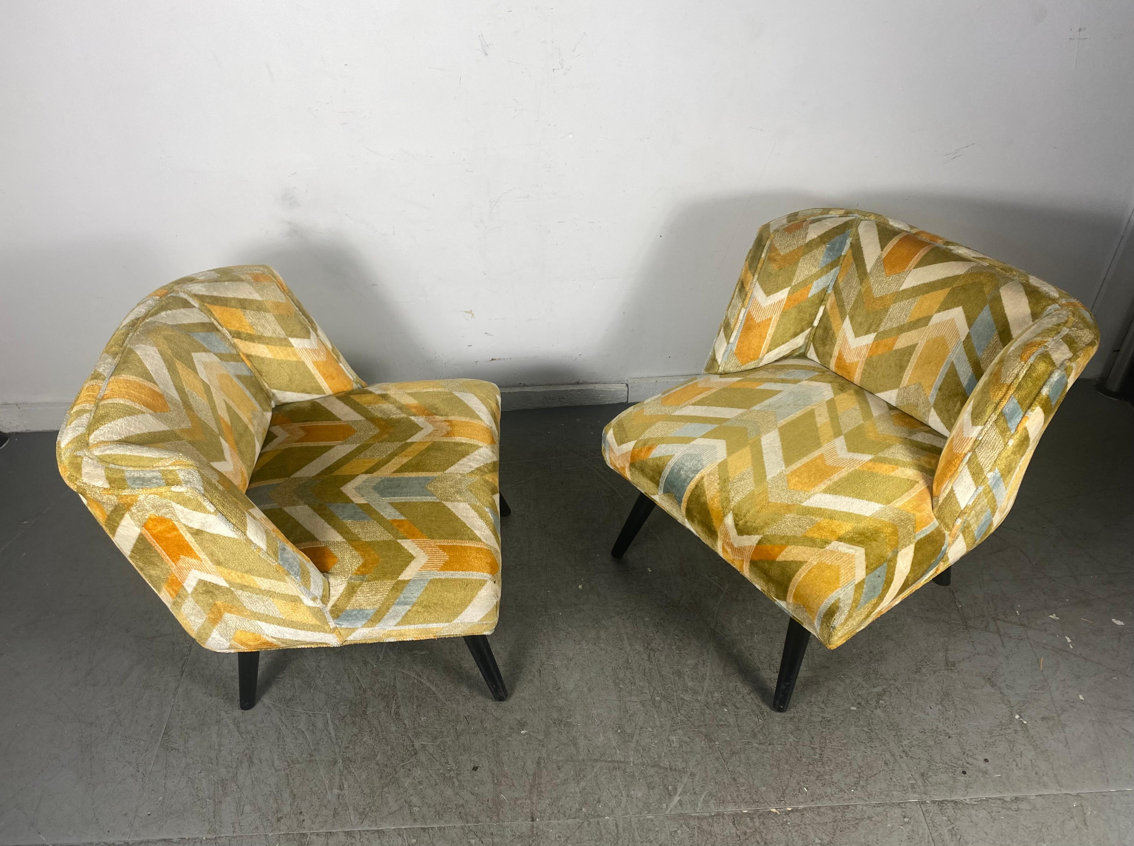 Pair Modernist Lounge Chairs, California Modern Manner of James Mont 1
