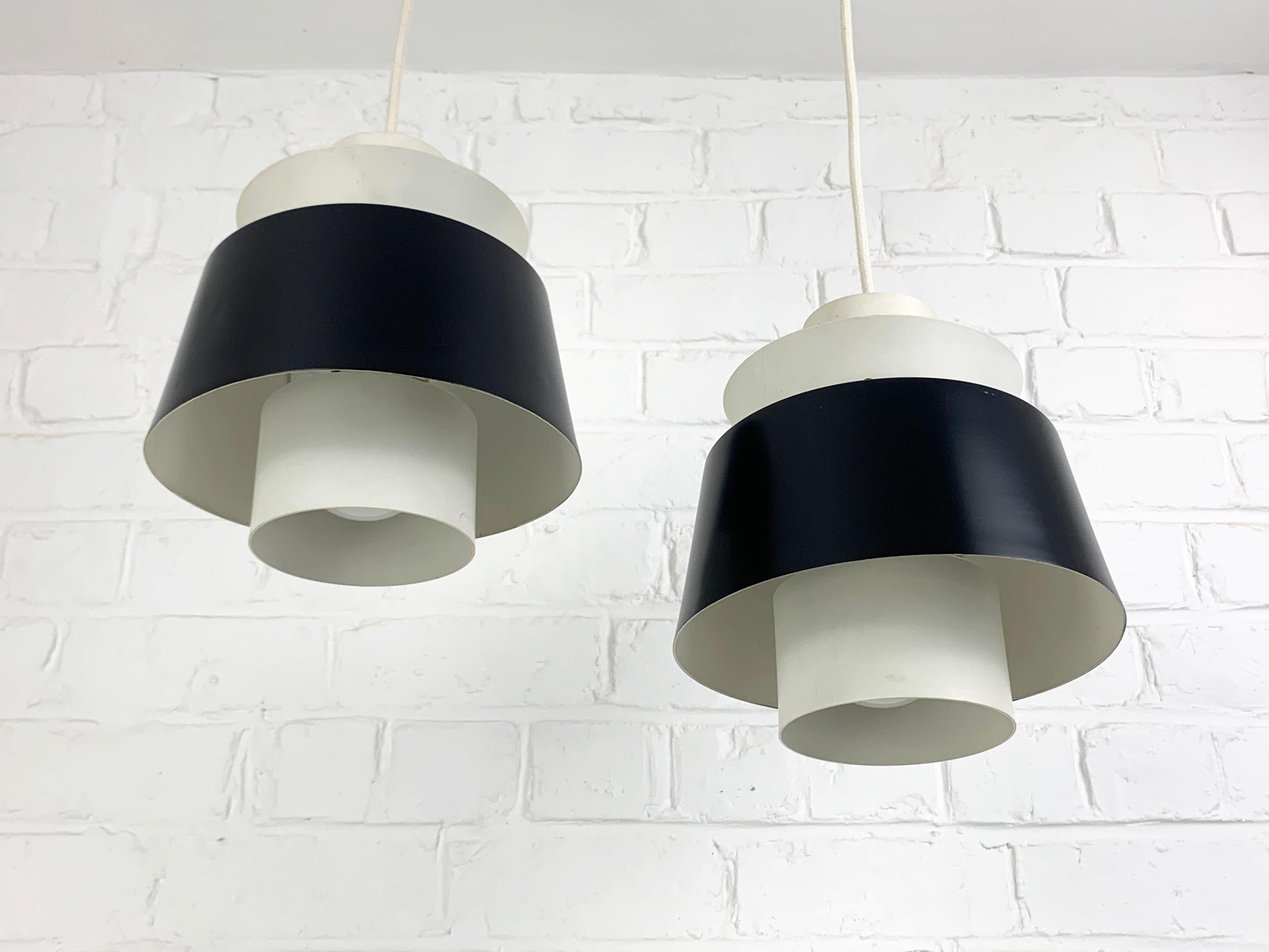 Pair Modernist Pendant Lamps by Jørn Utzon for Nordisk Solar, Denmark, 1960s 3