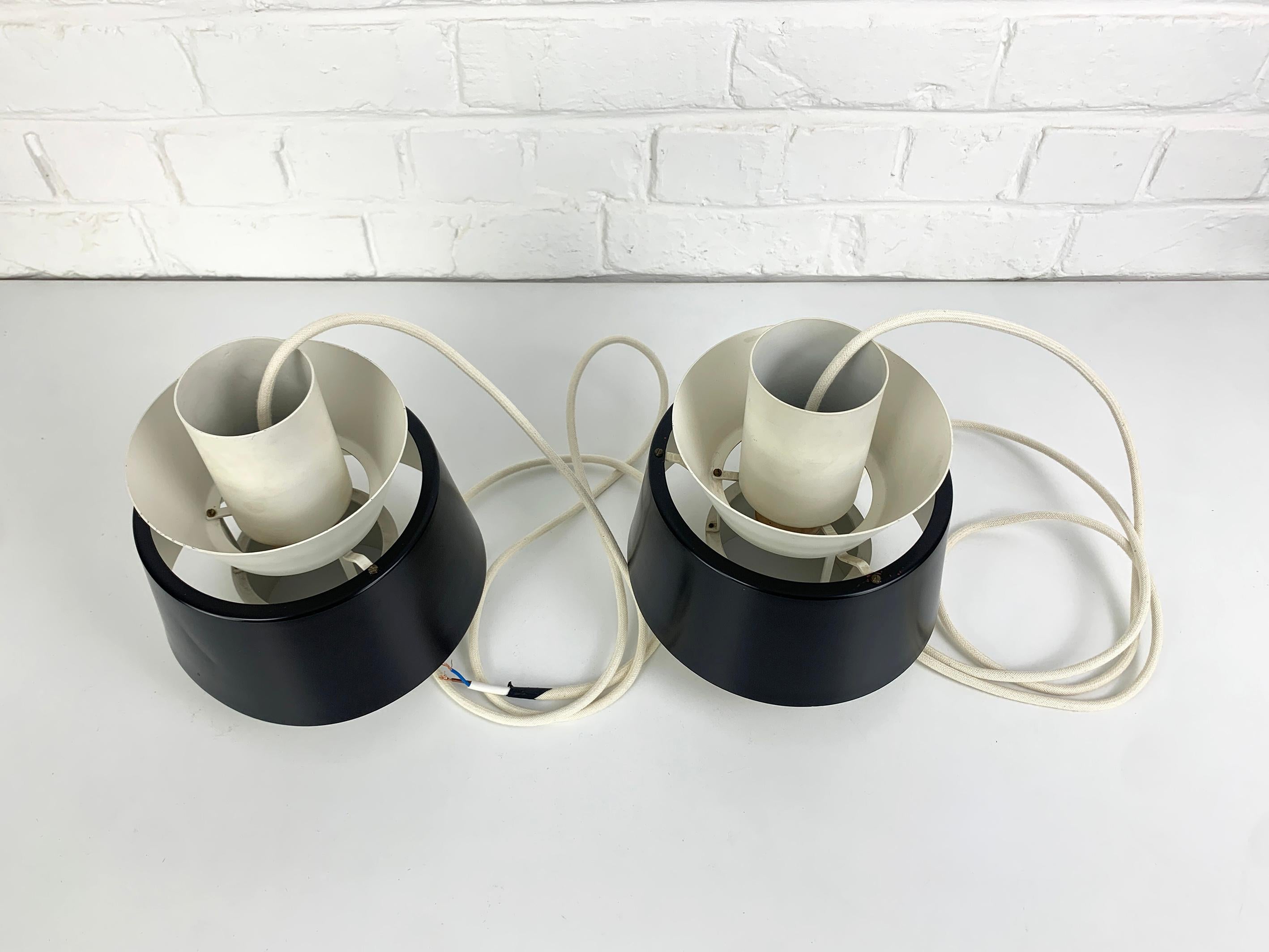 Pair Modernist Pendant Lamps by Jørn Utzon for Nordisk Solar, Denmark, 1960s 4