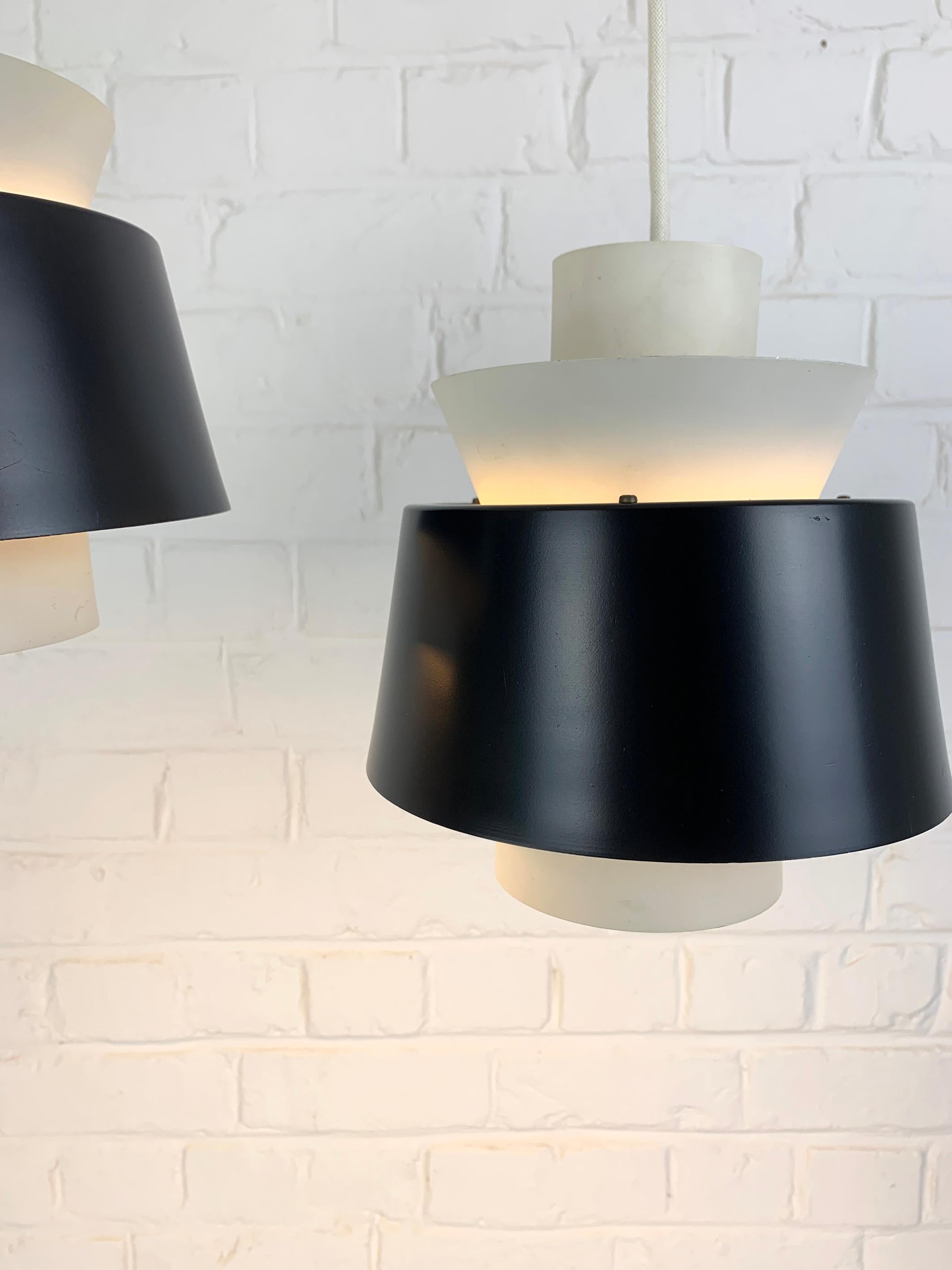 Scandinavian Modern Pair Modernist Pendant Lamps by Jørn Utzon for Nordisk Solar, Denmark, 1960s