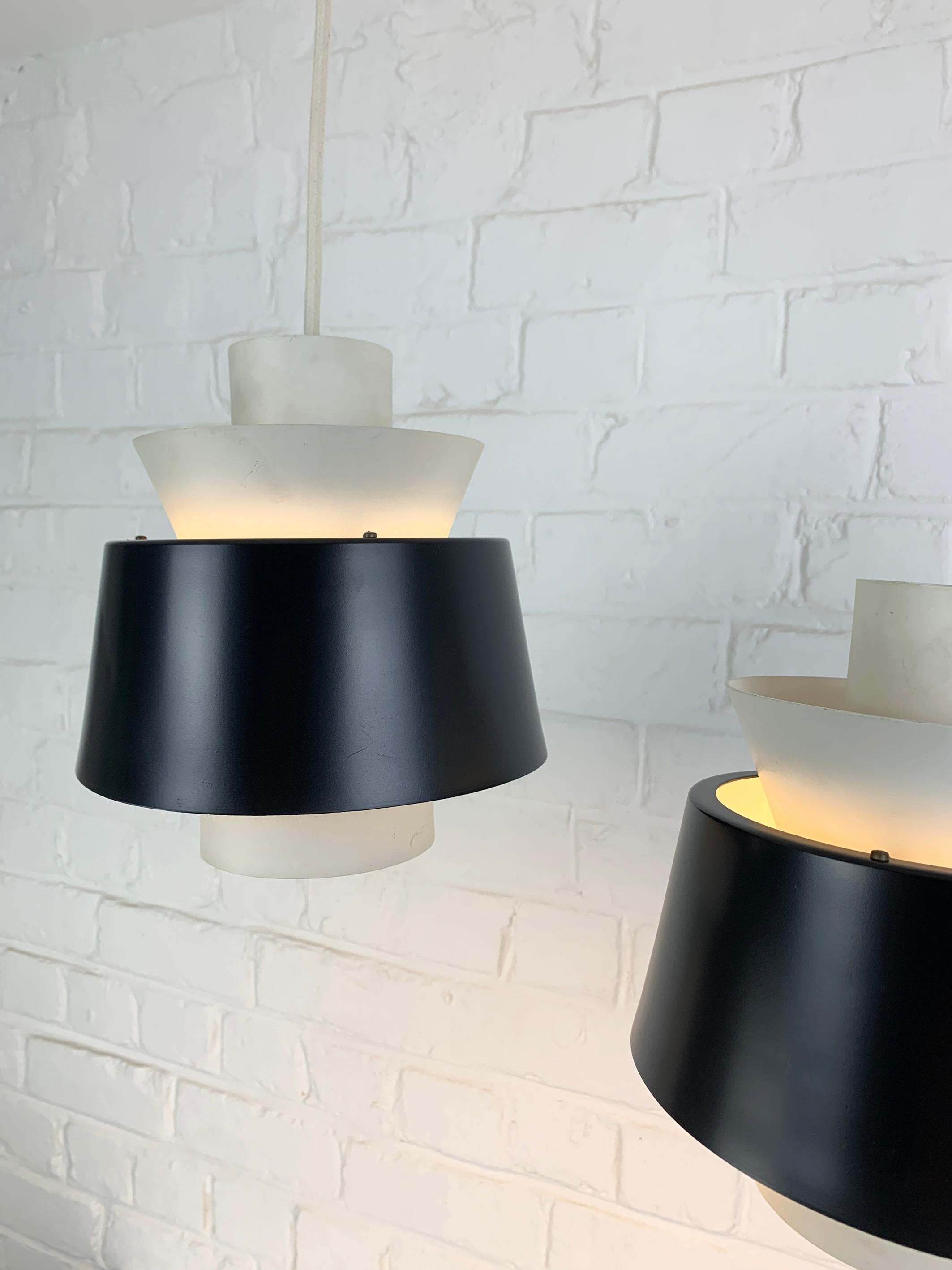 Danish Pair Modernist Pendant Lamps by Jørn Utzon for Nordisk Solar, Denmark, 1960s