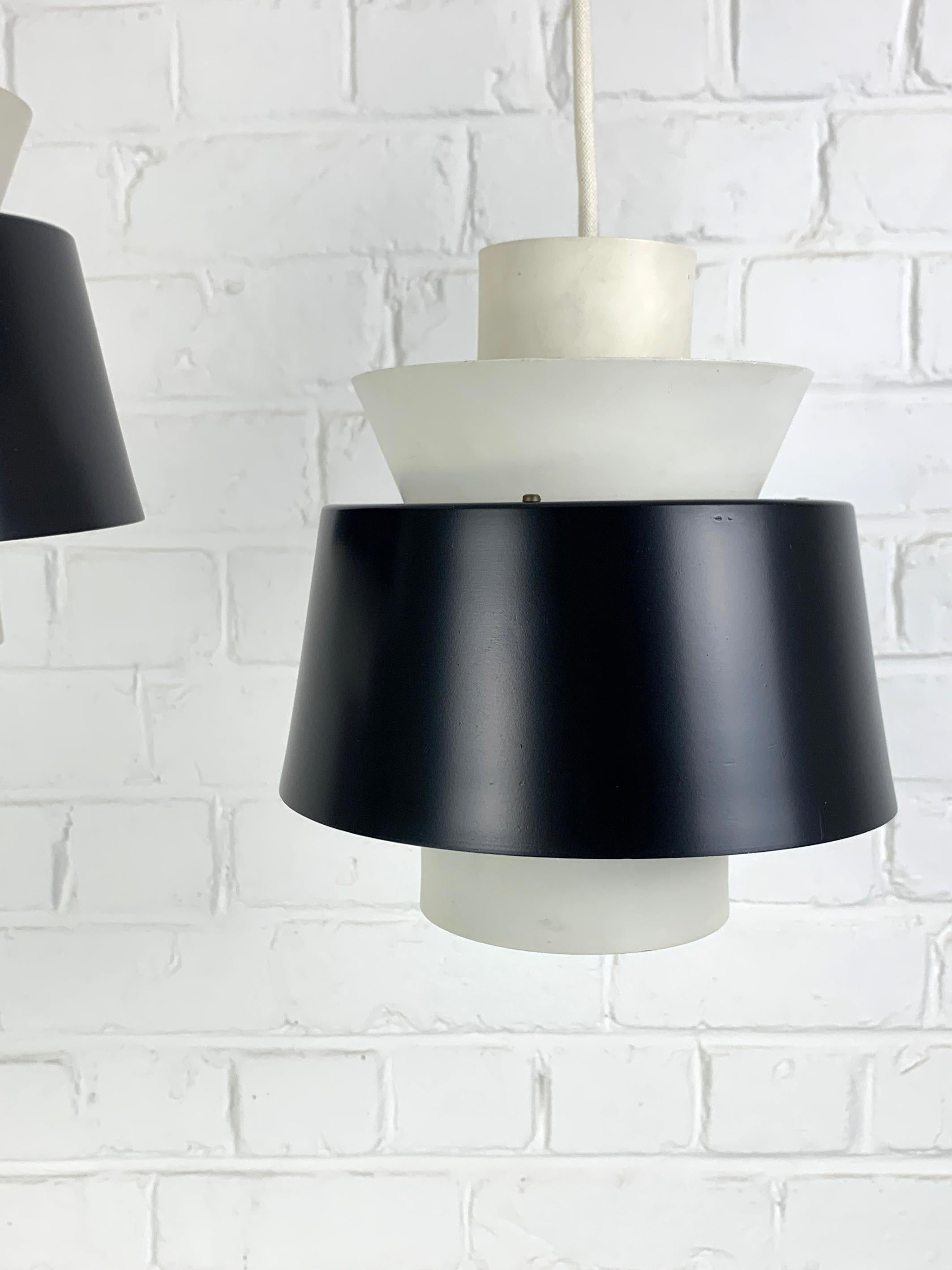 Pair Modernist Pendant Lamps by Jørn Utzon for Nordisk Solar, Denmark, 1960s 1