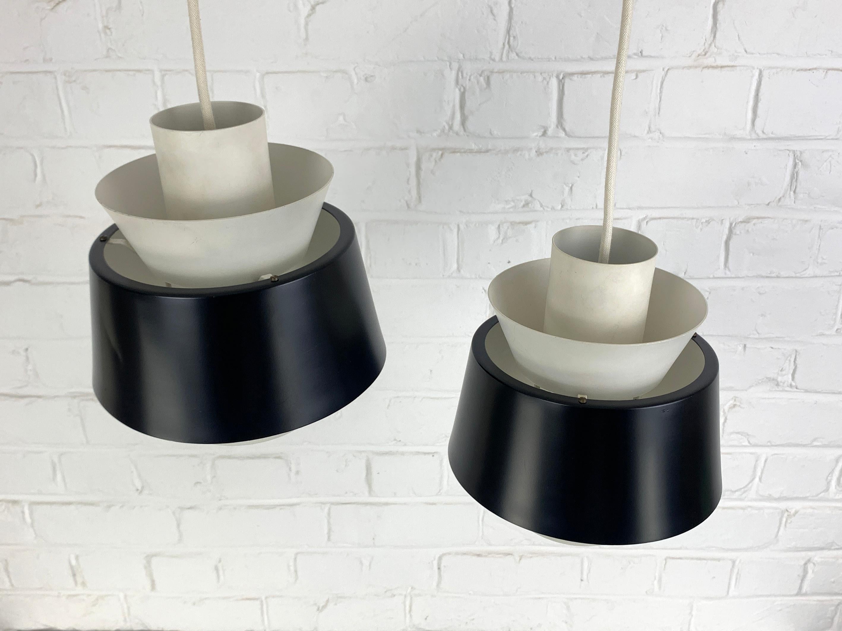 Pair Modernist Pendant Lamps by Jørn Utzon for Nordisk Solar, Denmark, 1960s 2
