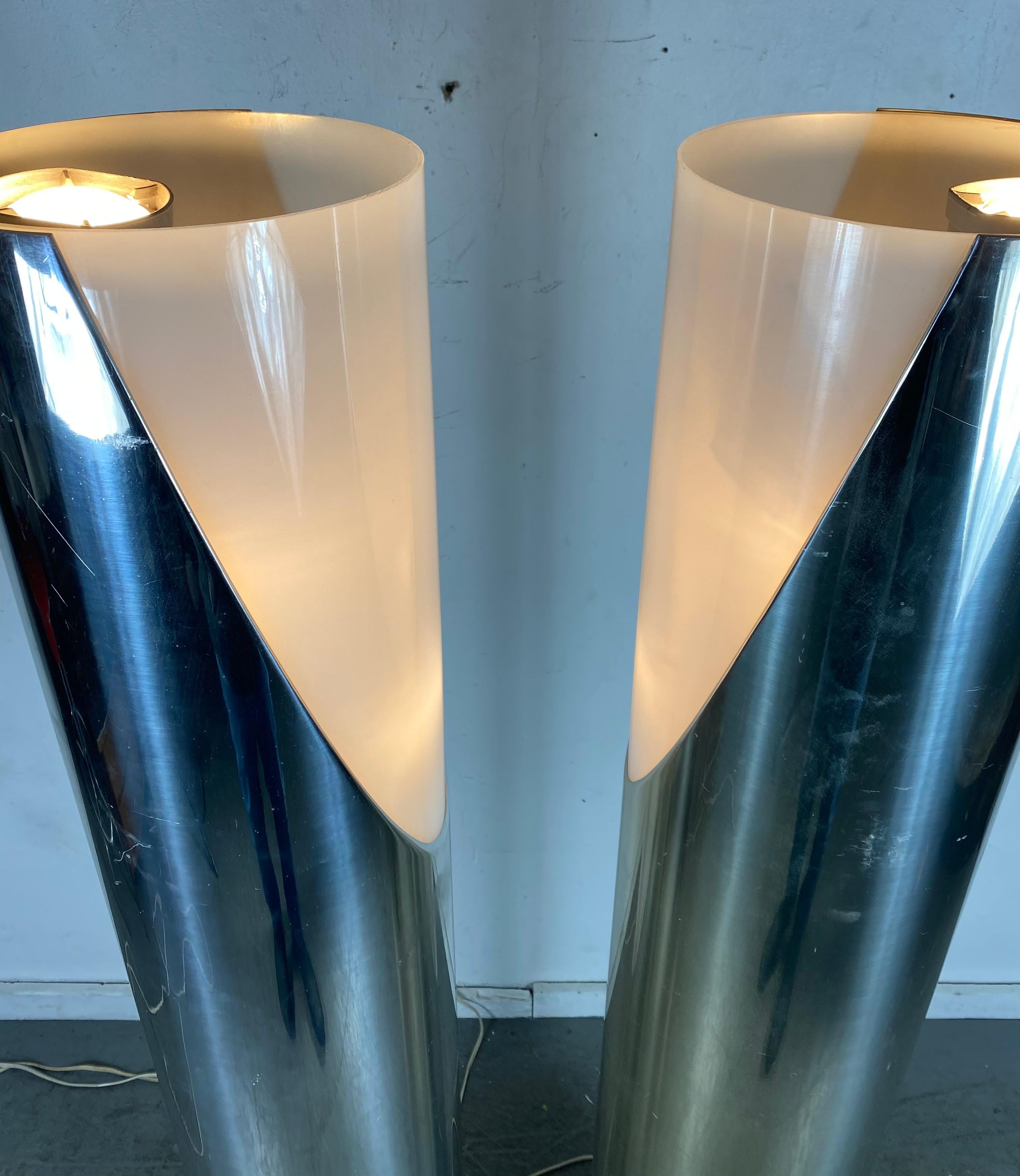 Pair Modernist, sPACE Age Floor Lamps by Paul Mayen for Habitat 3