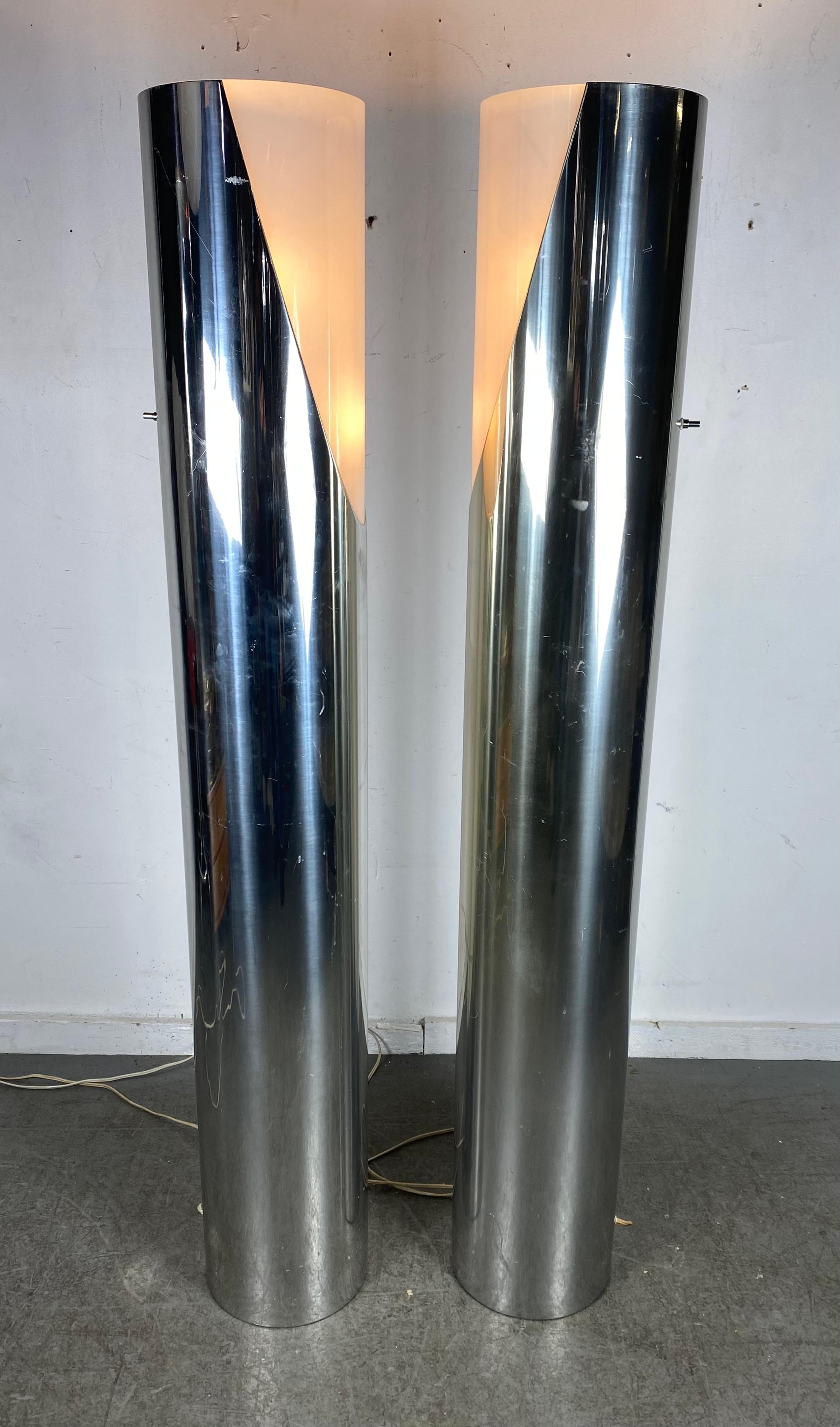Pair Modernist, sPACE Age Floor Lamps by Paul Mayen for Habitat 4