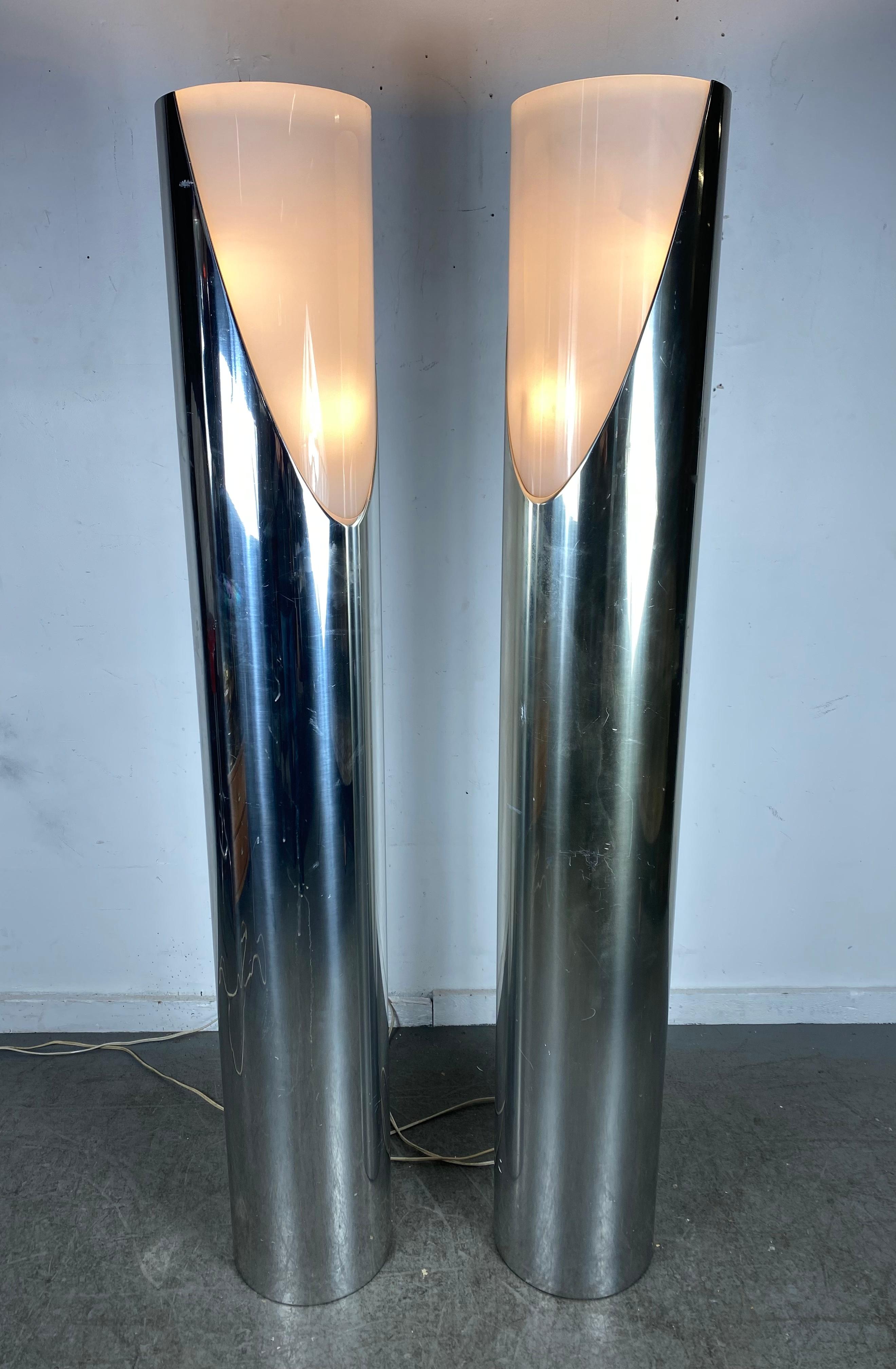 Pair Modernist, sPACE Age Floor Lamps by Paul Mayen for Habitat 5