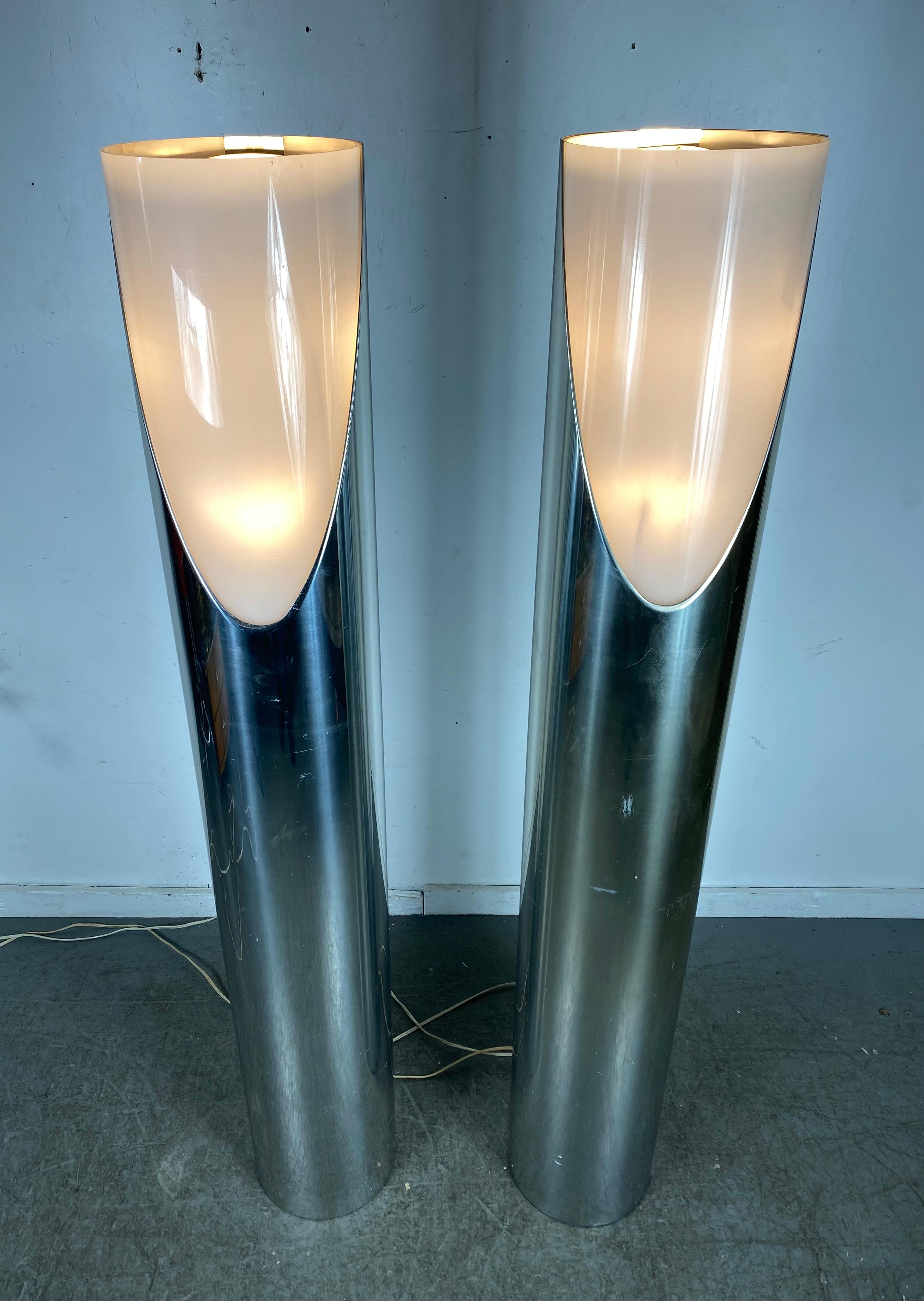 Pair Modernist, sPACE Age Floor Lamps by Paul Mayen for Habitat 7