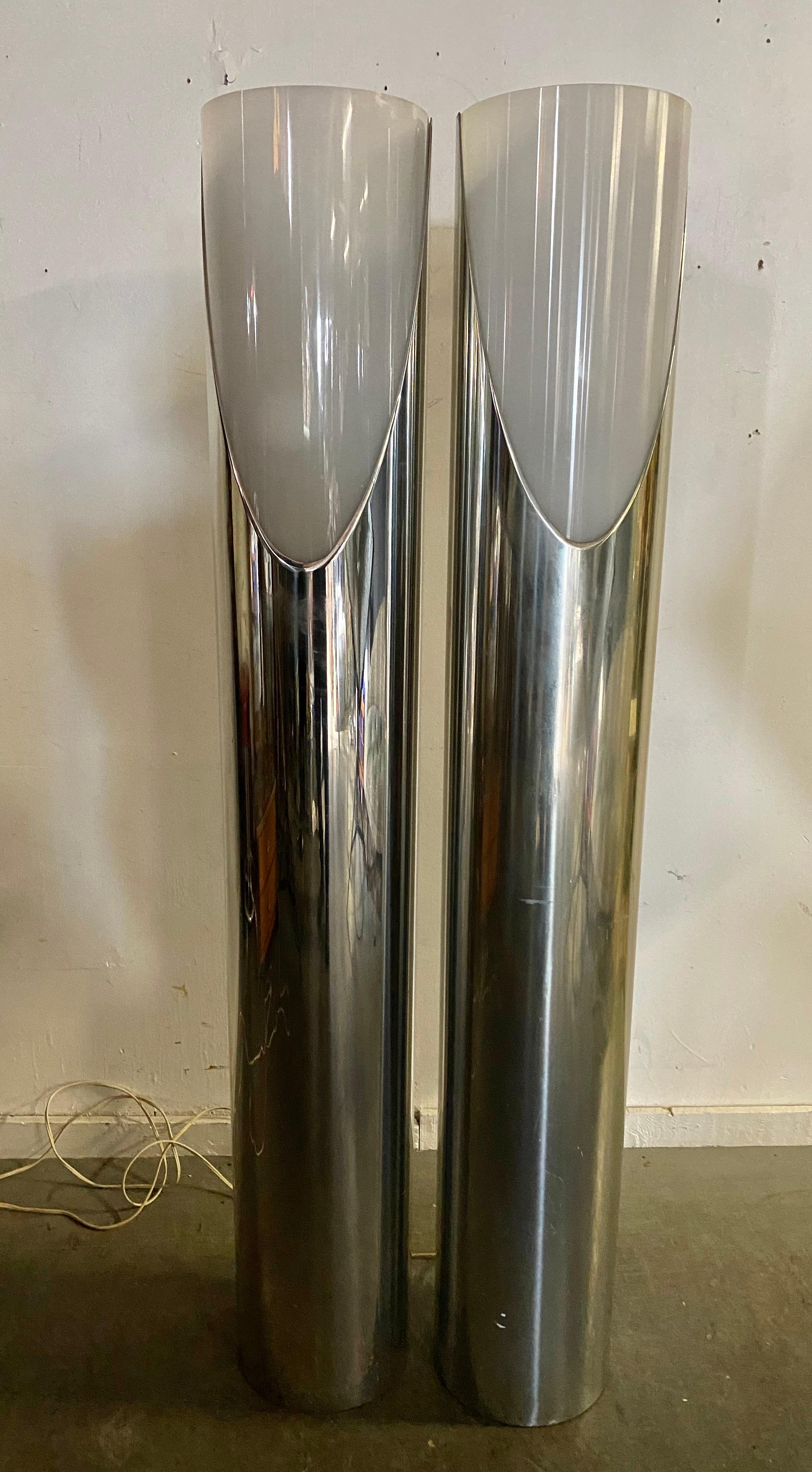 American Pair Modernist, sPACE Age Floor Lamps by Paul Mayen for Habitat