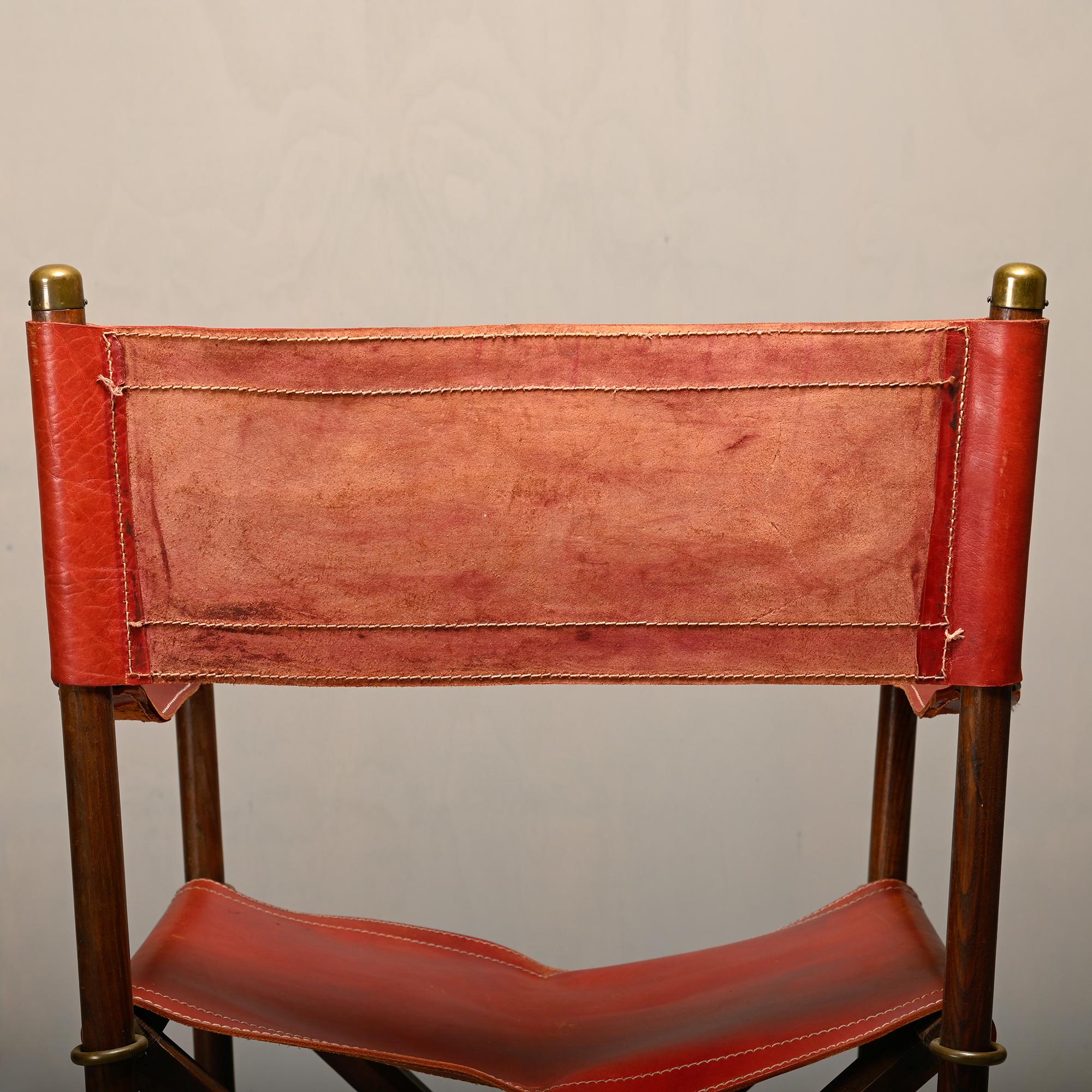 Paire de chaises pliantes Mogens Koch MK-16 en Oak Wood avec cuir rouge pour Valmazan en vente 7