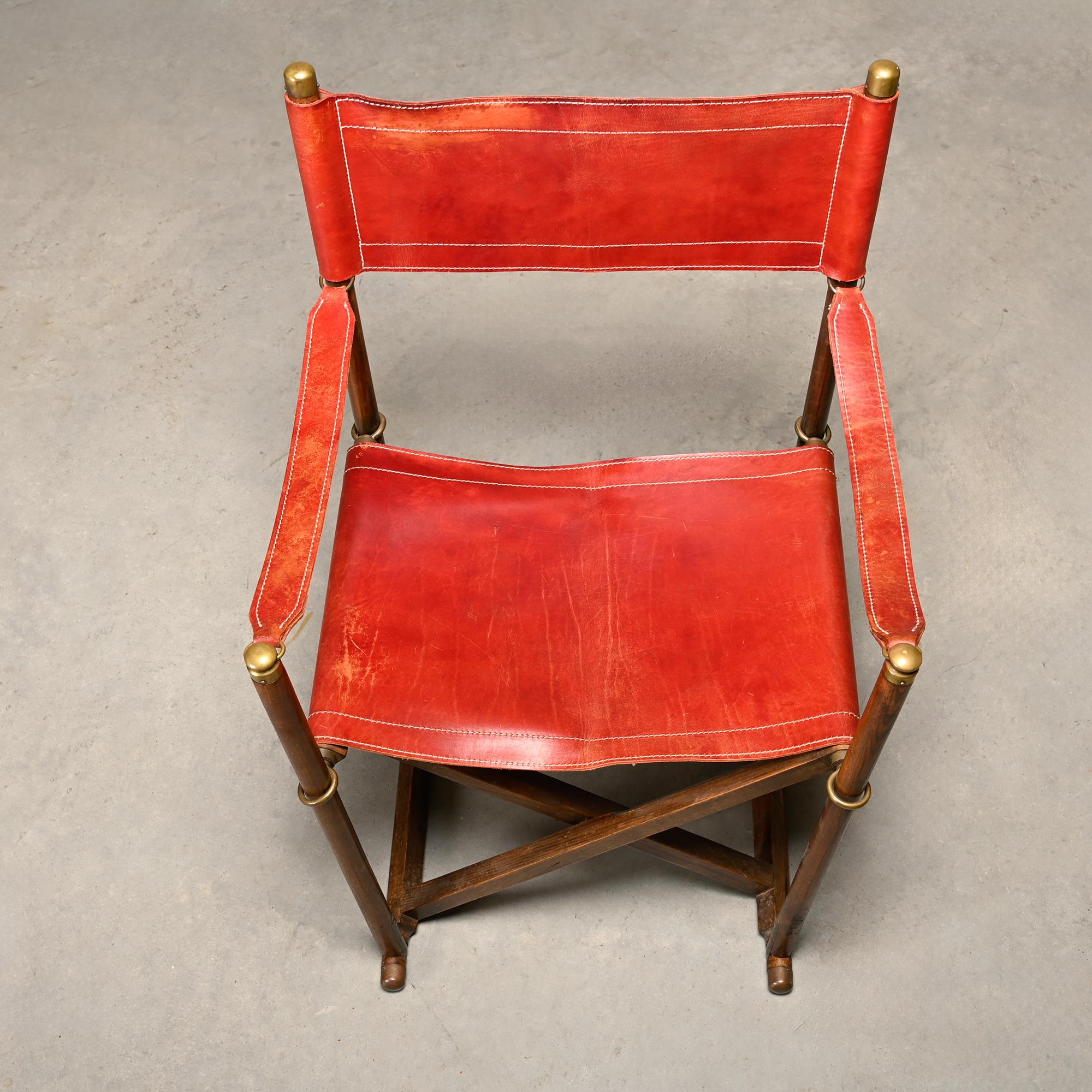 Paire de chaises pliantes Mogens Koch MK-16 en Oak Wood avec cuir rouge pour Valmazan en vente 8