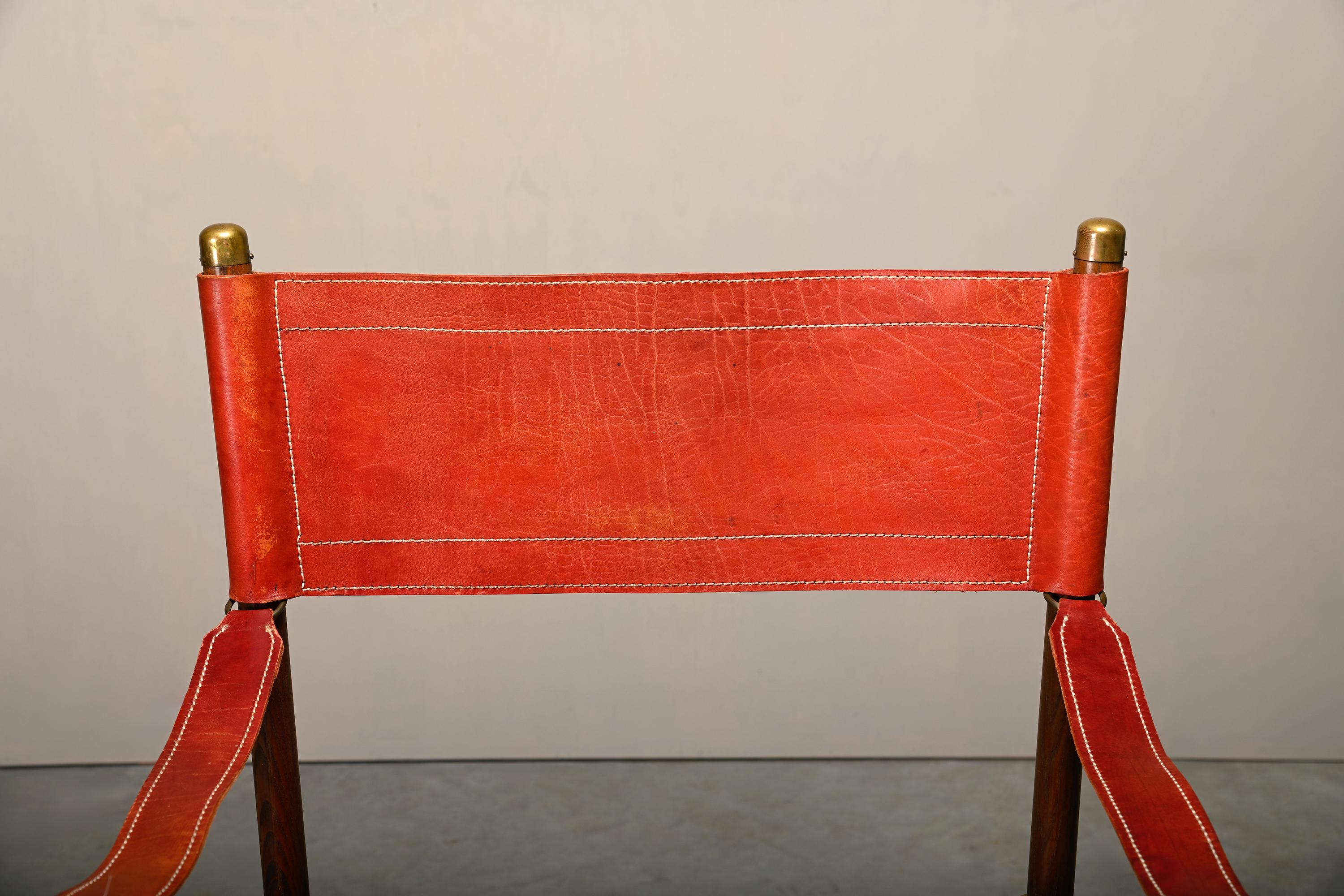Paire de chaises pliantes Mogens Koch MK-16 en Oak Wood avec cuir rouge pour Valmazan en vente 1