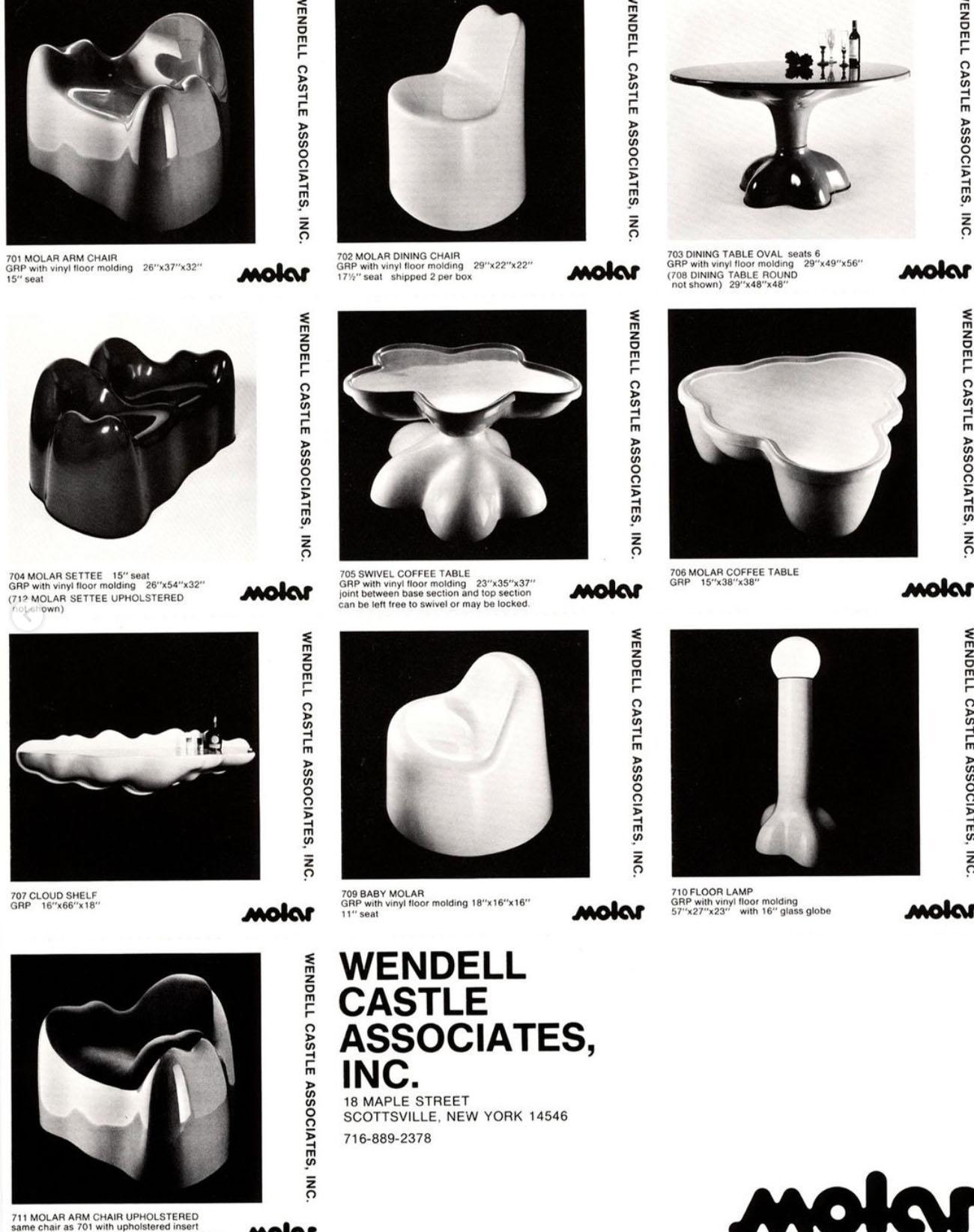 Fin du 20e siècle Paire de chaises molar de Wendell Castle des années 1970, moderne de l'ère de la fibre de verre enduite de gel en vente