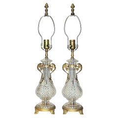 Pair Molded Glass and Gilt Bronze Tables Lamps