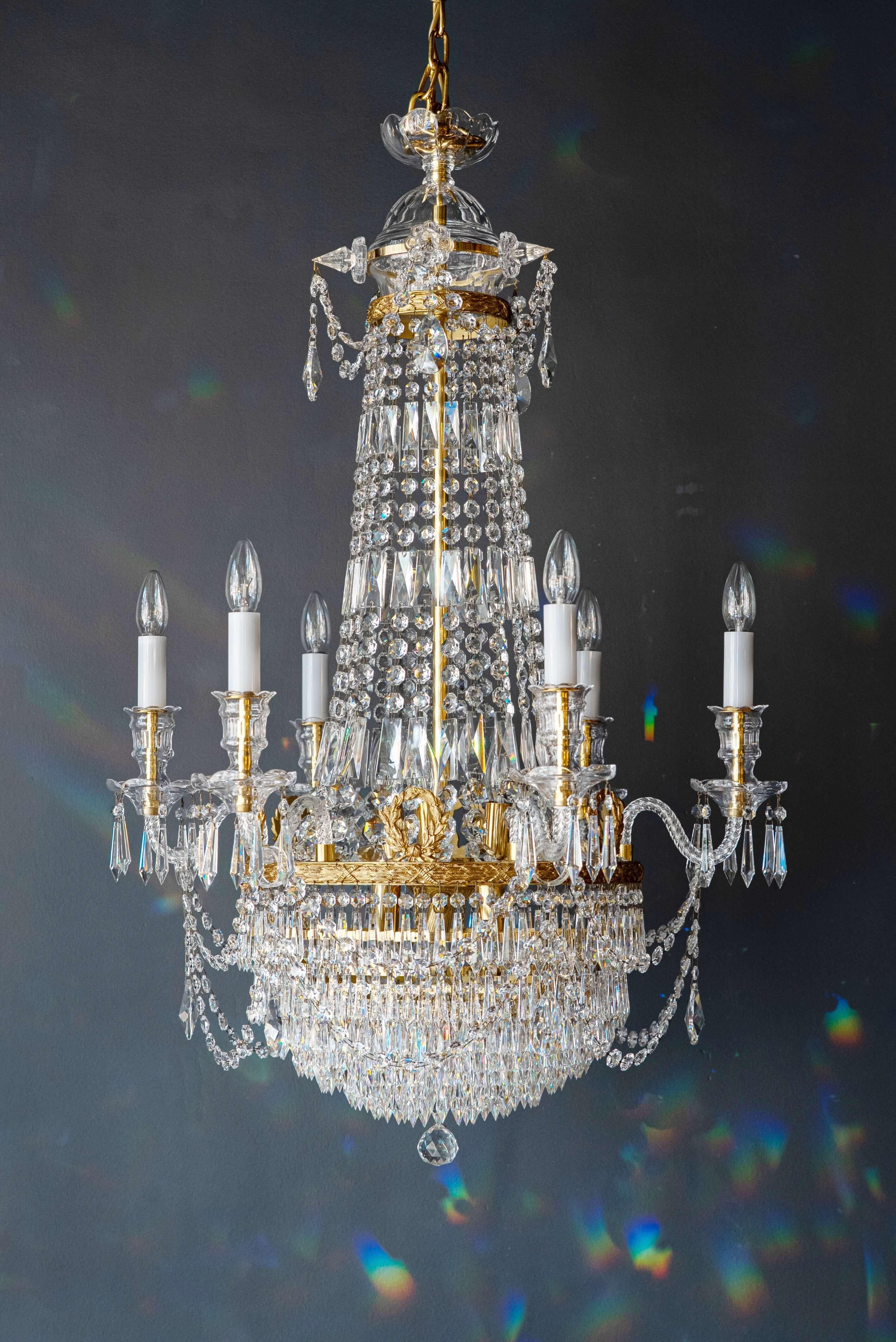 Pair Montgolfièr Empire Sac a Pearl Chandelier Crystal Lustre Ceiling Lamp NEW For Sale 5